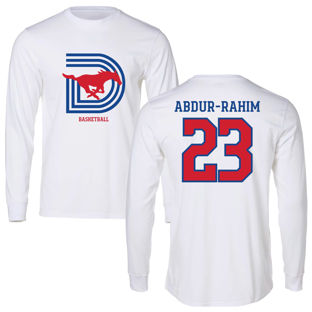 Southern Methodist University Basketball (W) White Performance Long Sleeve - #23 Amirah Abdur-Rahim