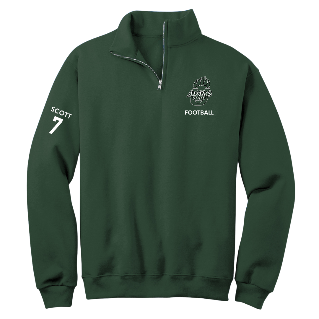Adams State University Football Forest Green Quarter-Zip - #7 Jalen Scott