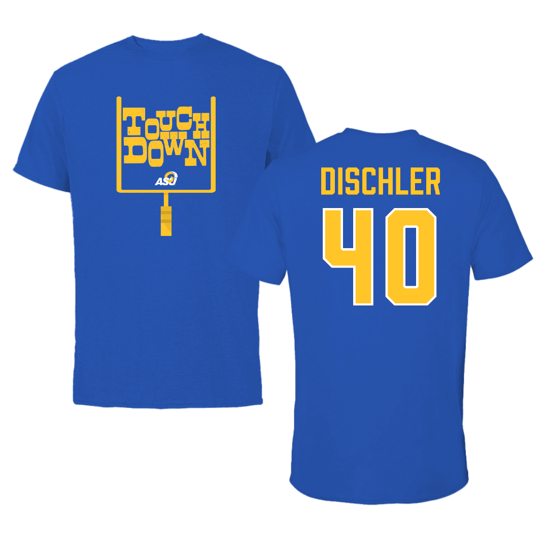 Angelo State University Football Blue Touchdown Performance Tee - #40 Cameron Dischler