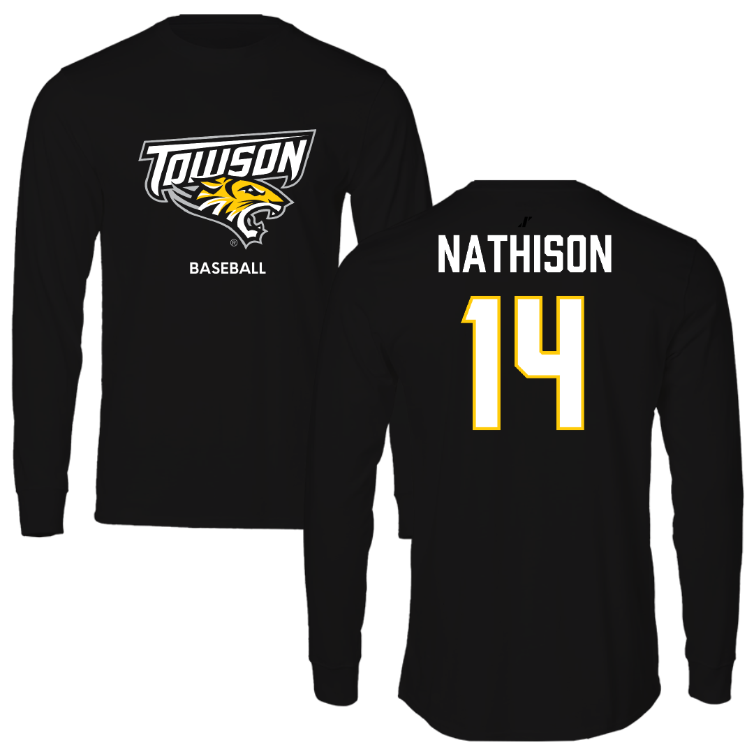 Towson University Baseball Black Long Sleeve - #14 Brady Nathison