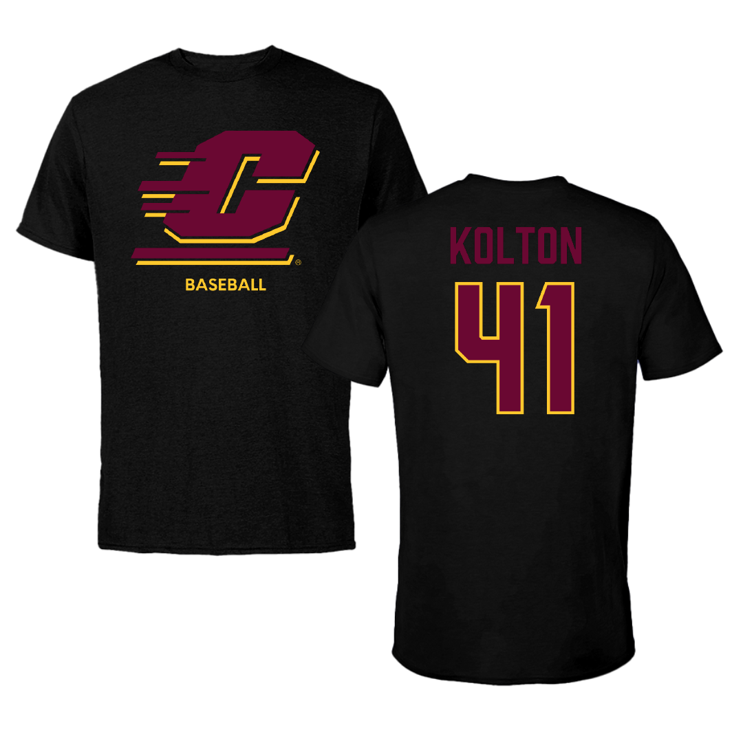 Central Michigan University Baseball Black Performance Tee - #41 Benjamin Kolton