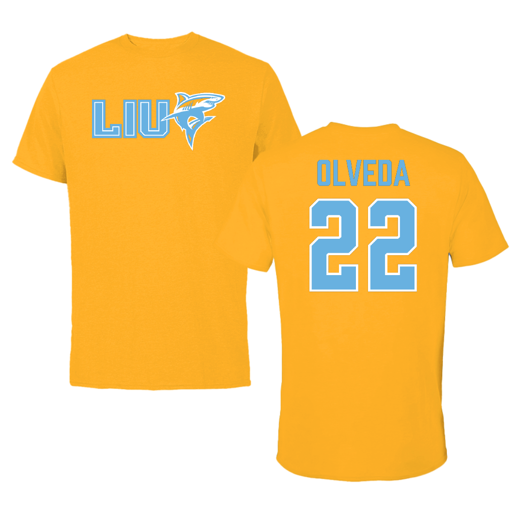 Long Island University Football Gold Tee - #22 Giancarlo Olveda