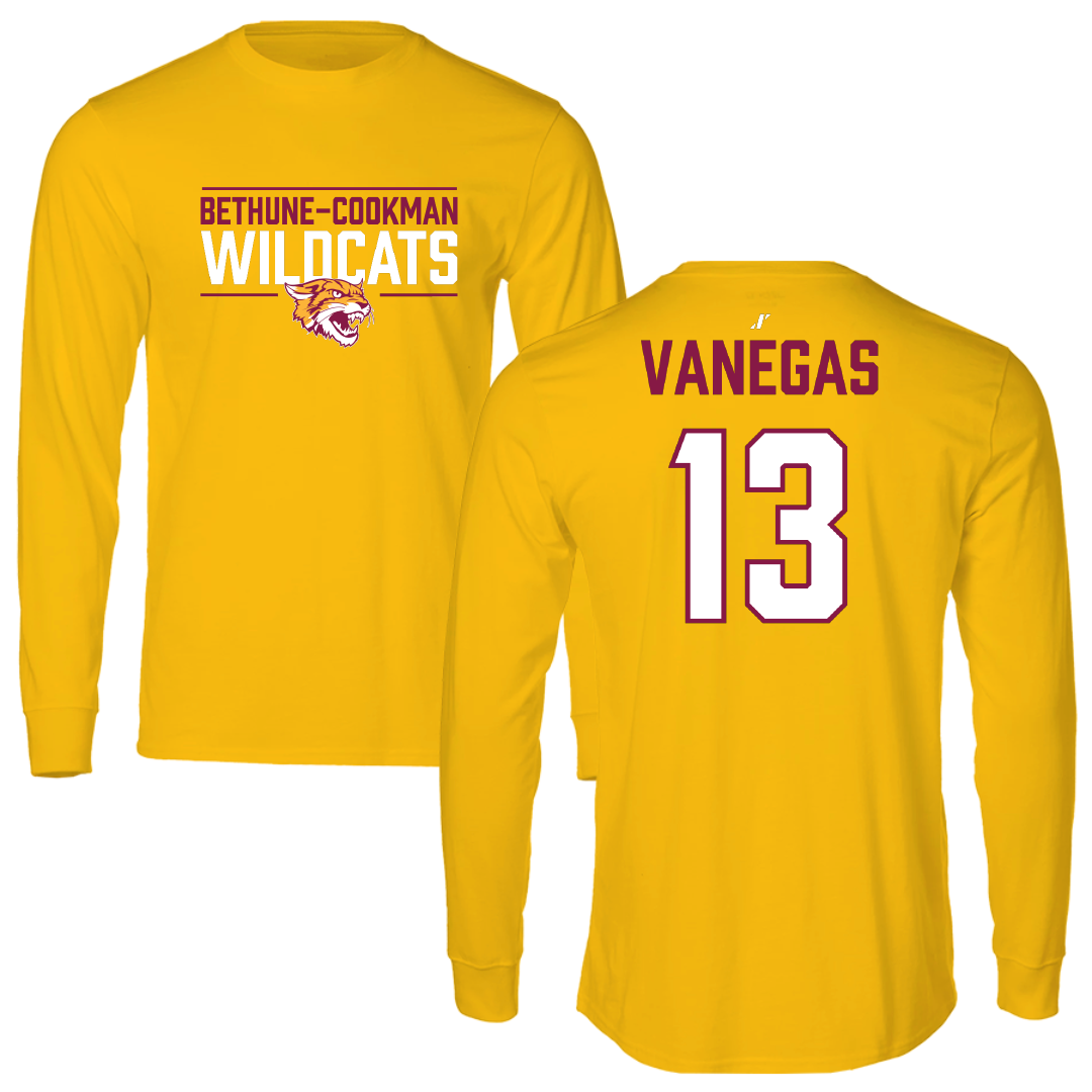 Bethune-Cookman University Baseball Gold General Long Sleeve - #13 Jesus Vanegas