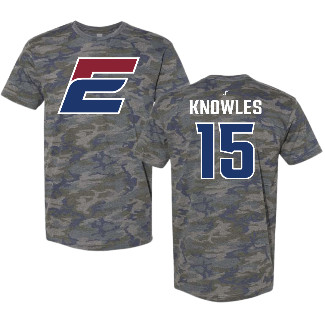 Eastern Connecticut State University Basketball (W) Vintage Camo Tee - #15 Julia Knowles
