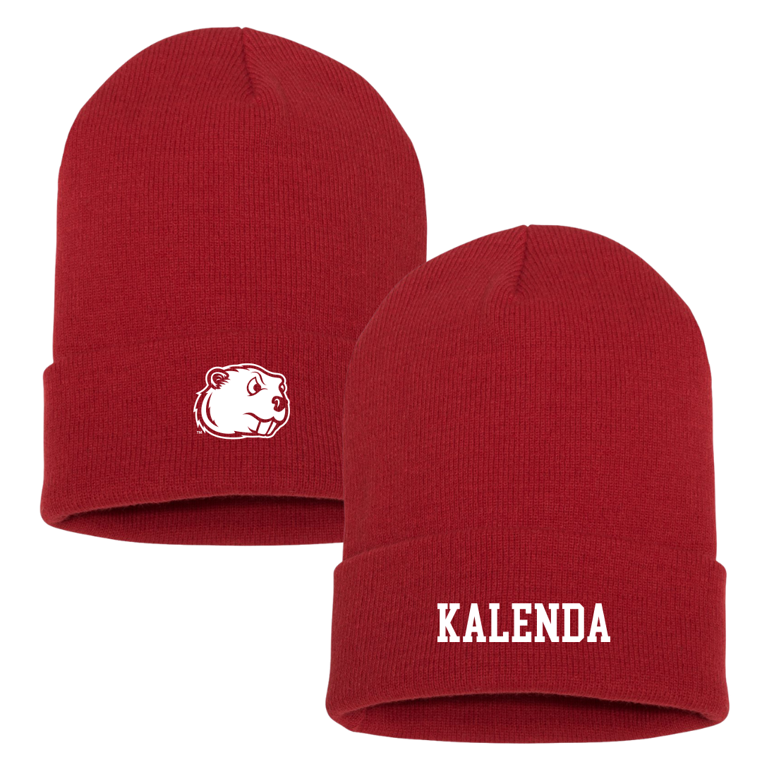 Minot State University Football Red Beanie - #98 Messi Kalenda