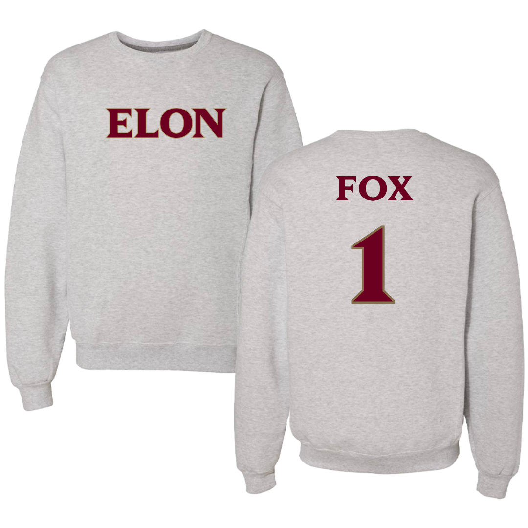 Elon University Basketball (W) Light Gray Crewneck - #1 Ashanti Fox