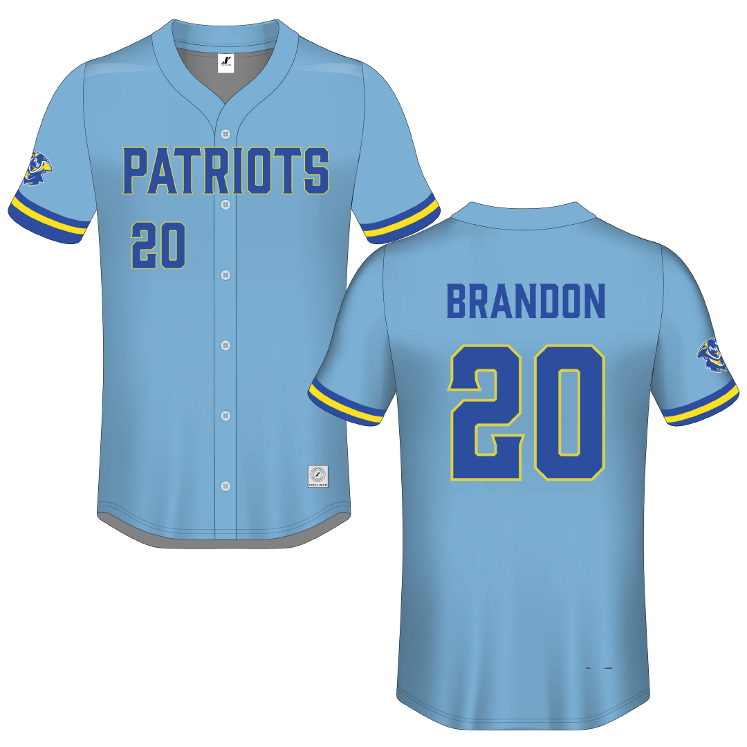Patrick & Henry Community College Light Blue Button-Down Jersey - #20 Ben Brandon