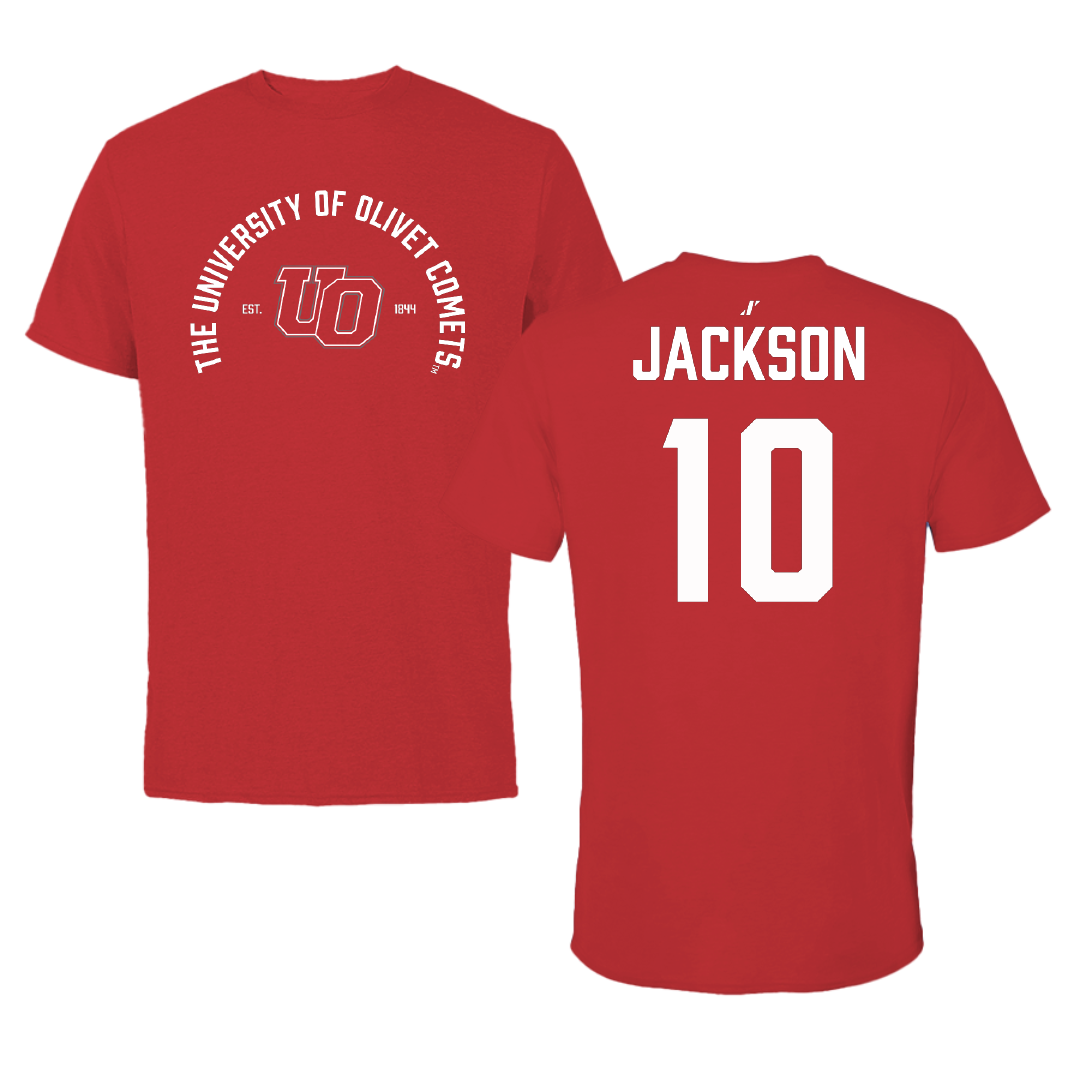 The University of Olivet Soccer Red General Performance Tee - #10 Marcel Jackson