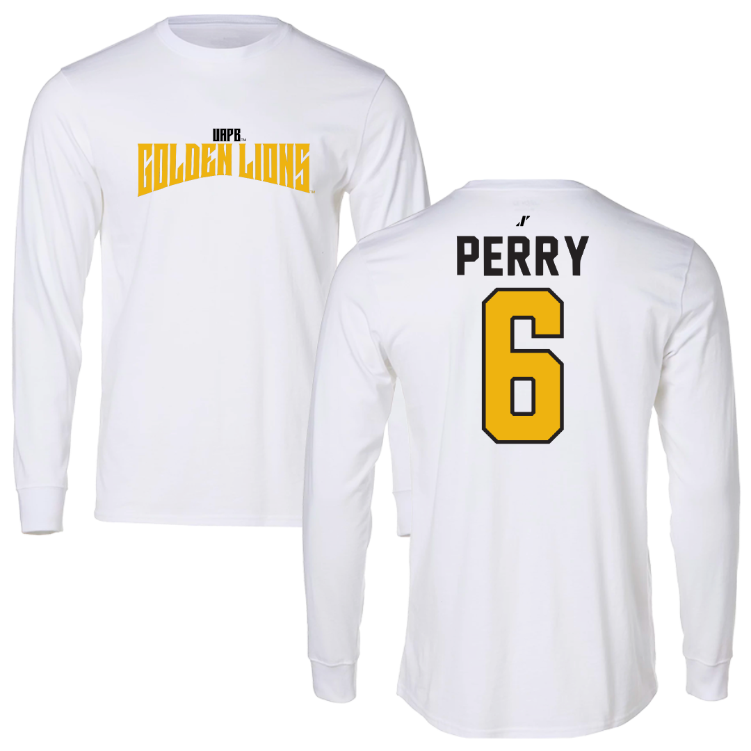 University of Arkansas-Pine Bluff Softball White Classic Performance Long Sleeve - #6 Lyric Perry