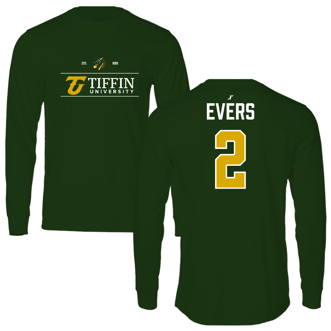Tiffin University Football Forest Green General Long Sleeve - #2 Ethan Evers