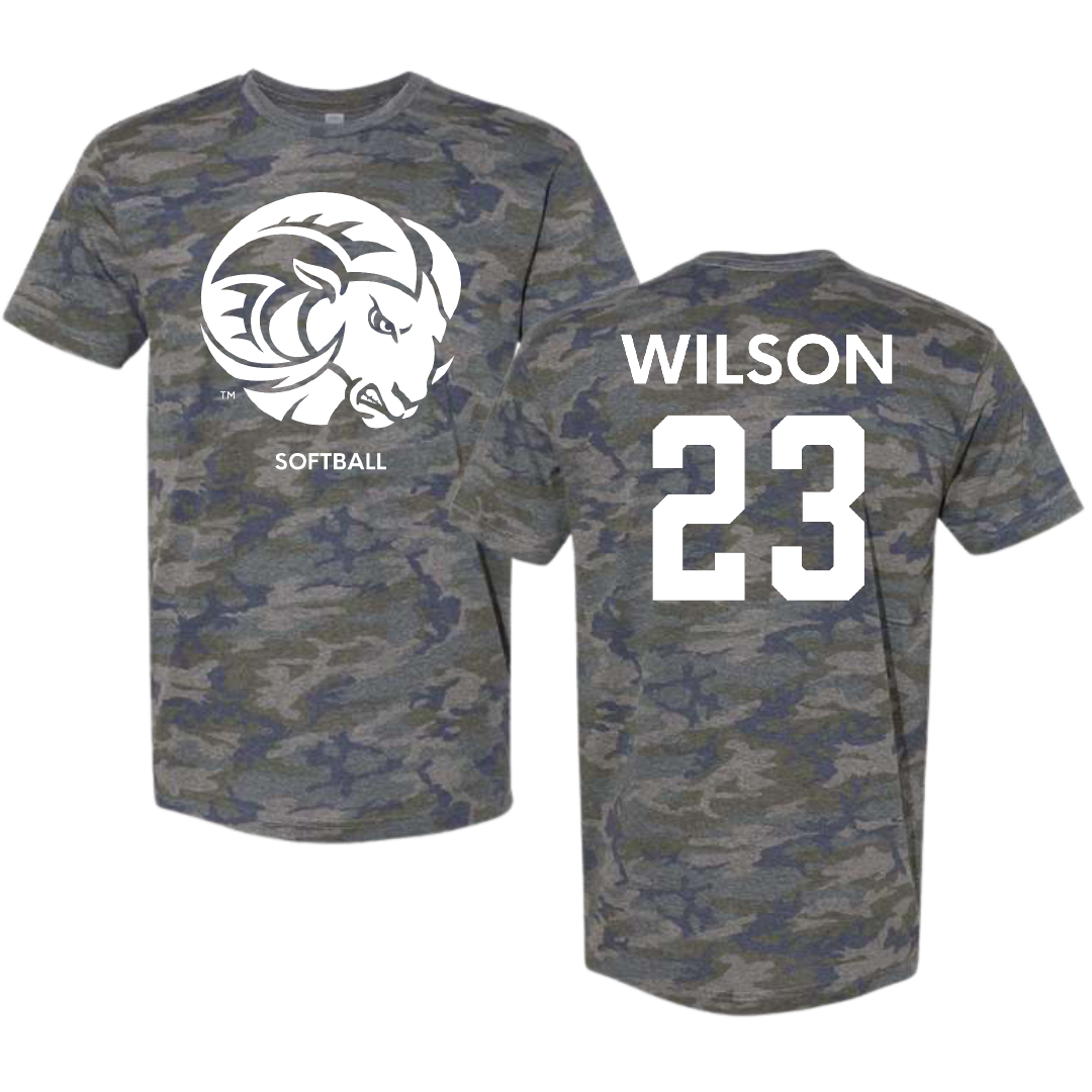 Winston-Salem State University Softball Vintage Camo Tee - #23 Miranda Wilson