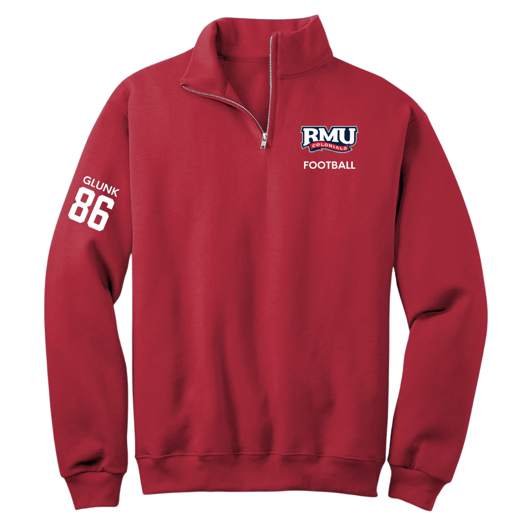 Robert Morris University Football Red Quarter-Zip - #86 Rian Glunk
