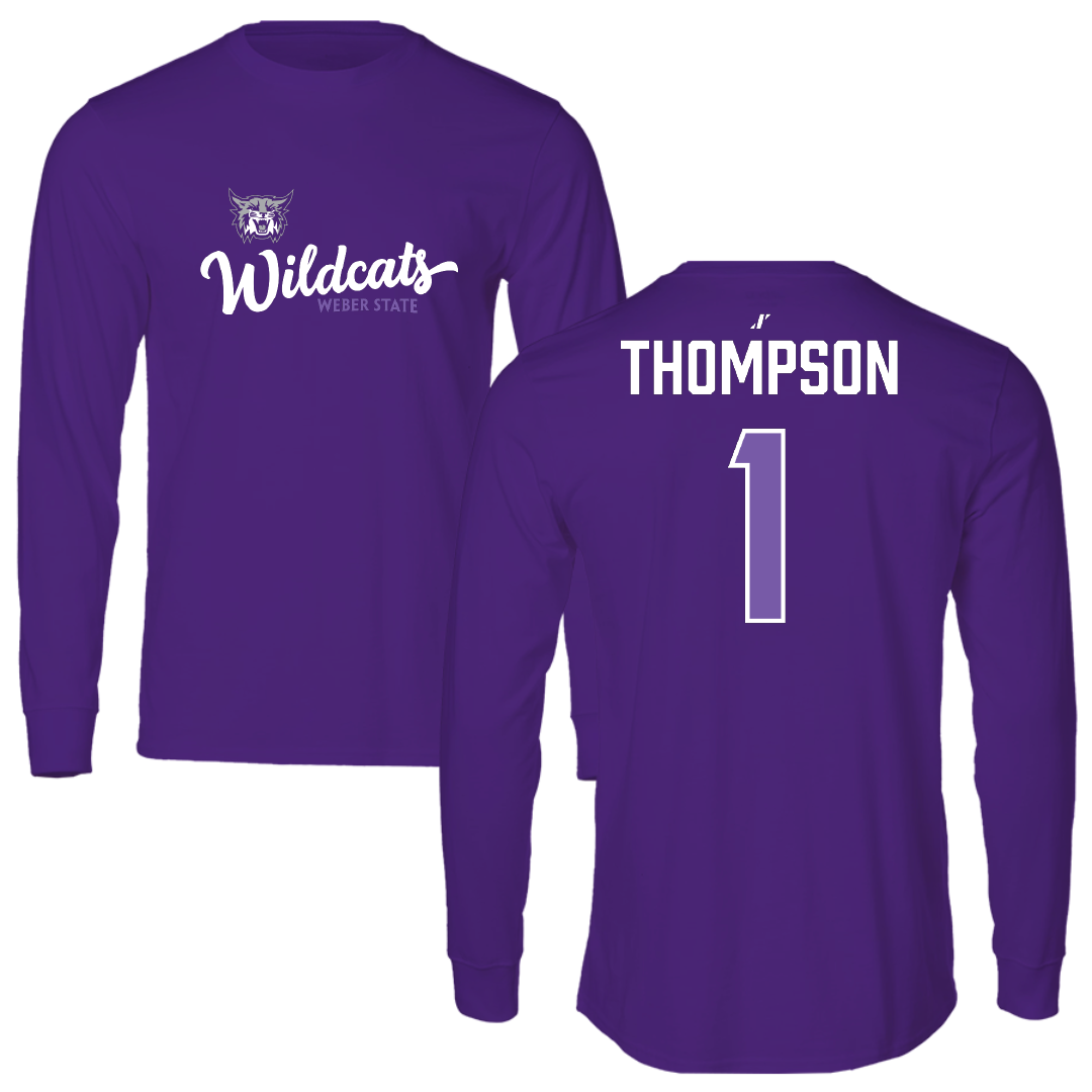 Weber State University Football Purple General Performance Long Sleeve - #1 Keahnist Thompson