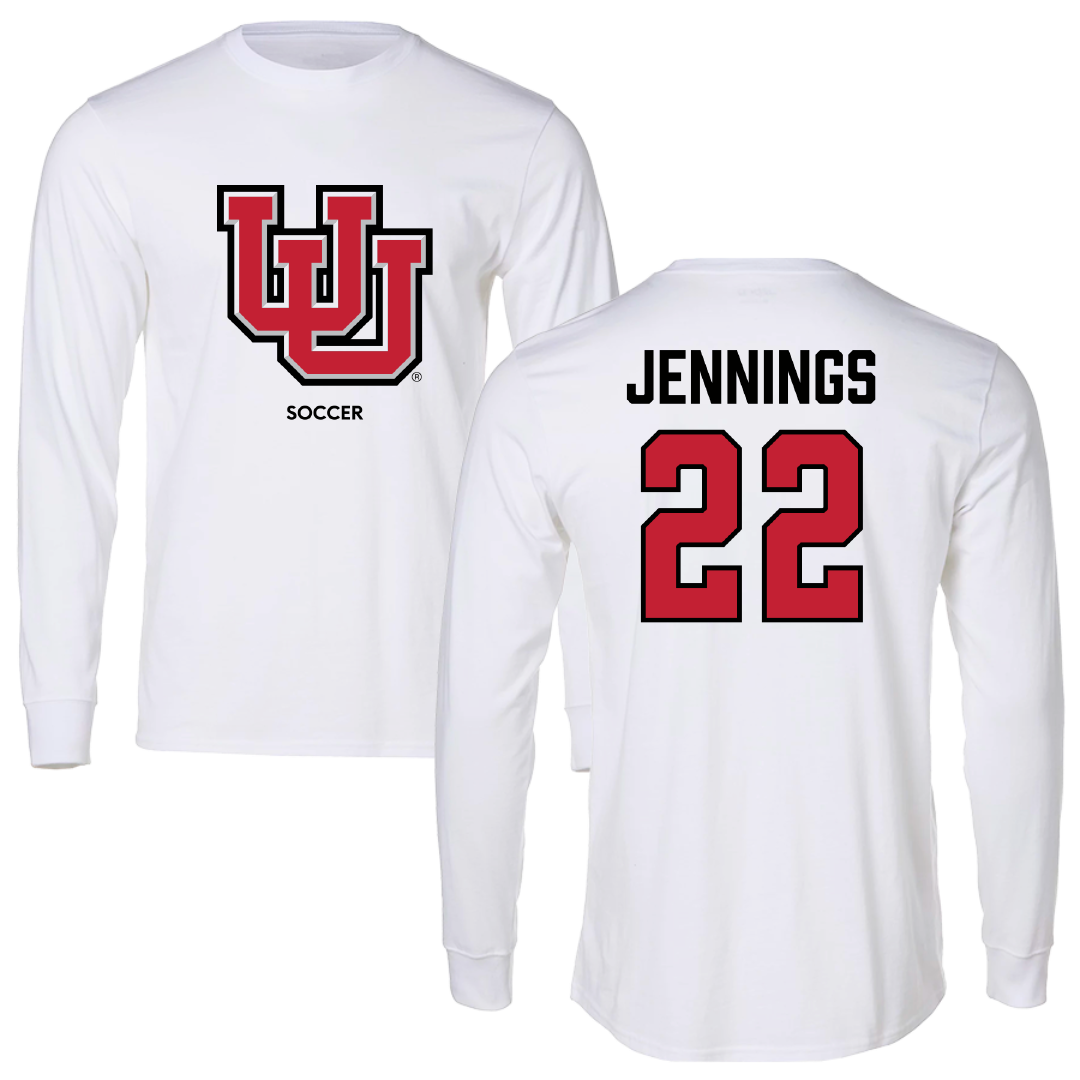 University of Utah Soccer (W) White Block Performance Long Sleeve - #22 Kyla Jennings