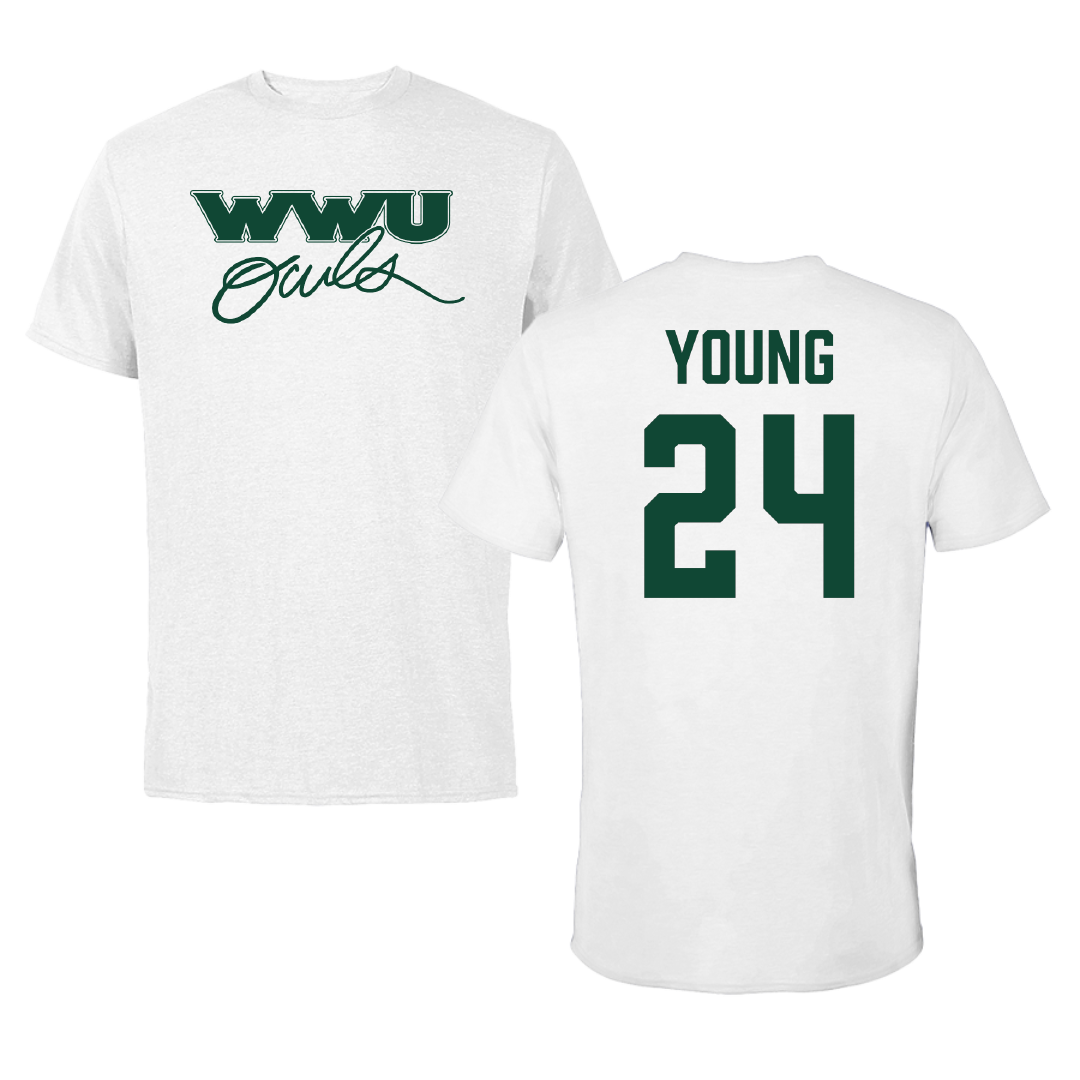 William Woods University Basketball (W) White Performance Tee - #24 Layla Young