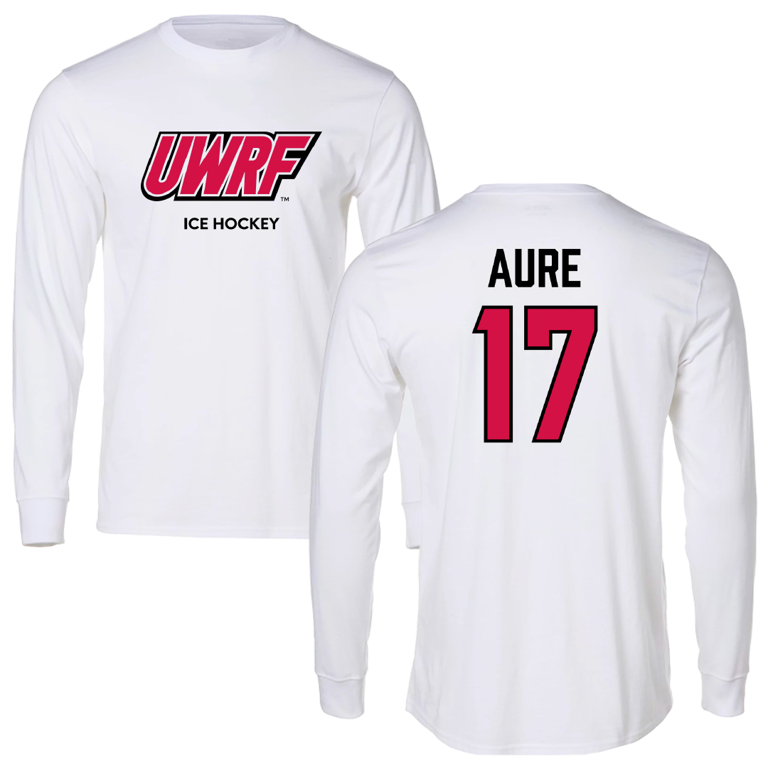University of Wisconsin-River Falls Ice Hockey (W) White Performance Long Sleeve - #17 MaKenna Aure