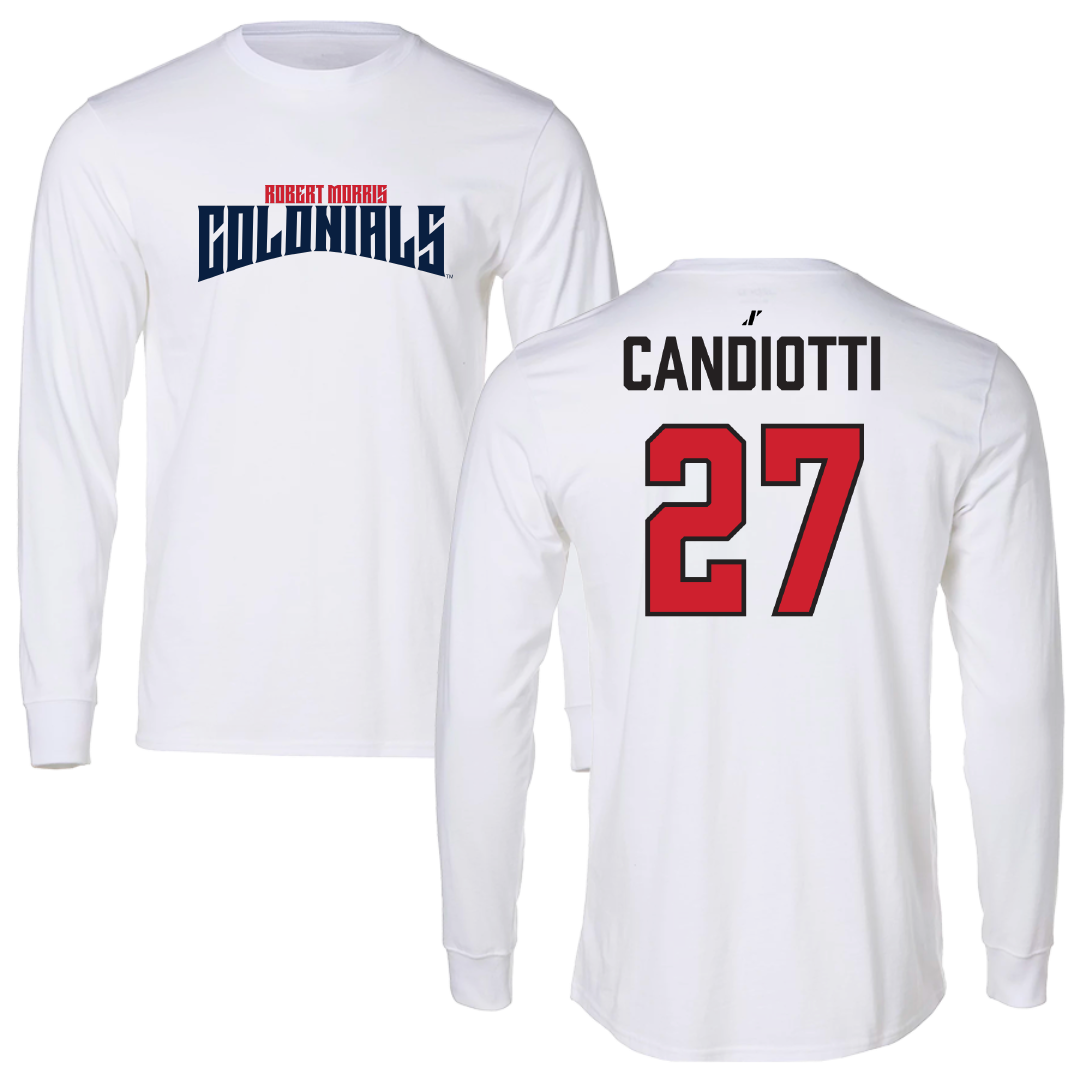 Robert Morris University Softball White Classic Long Sleeve - #27 Isabella Candiotti