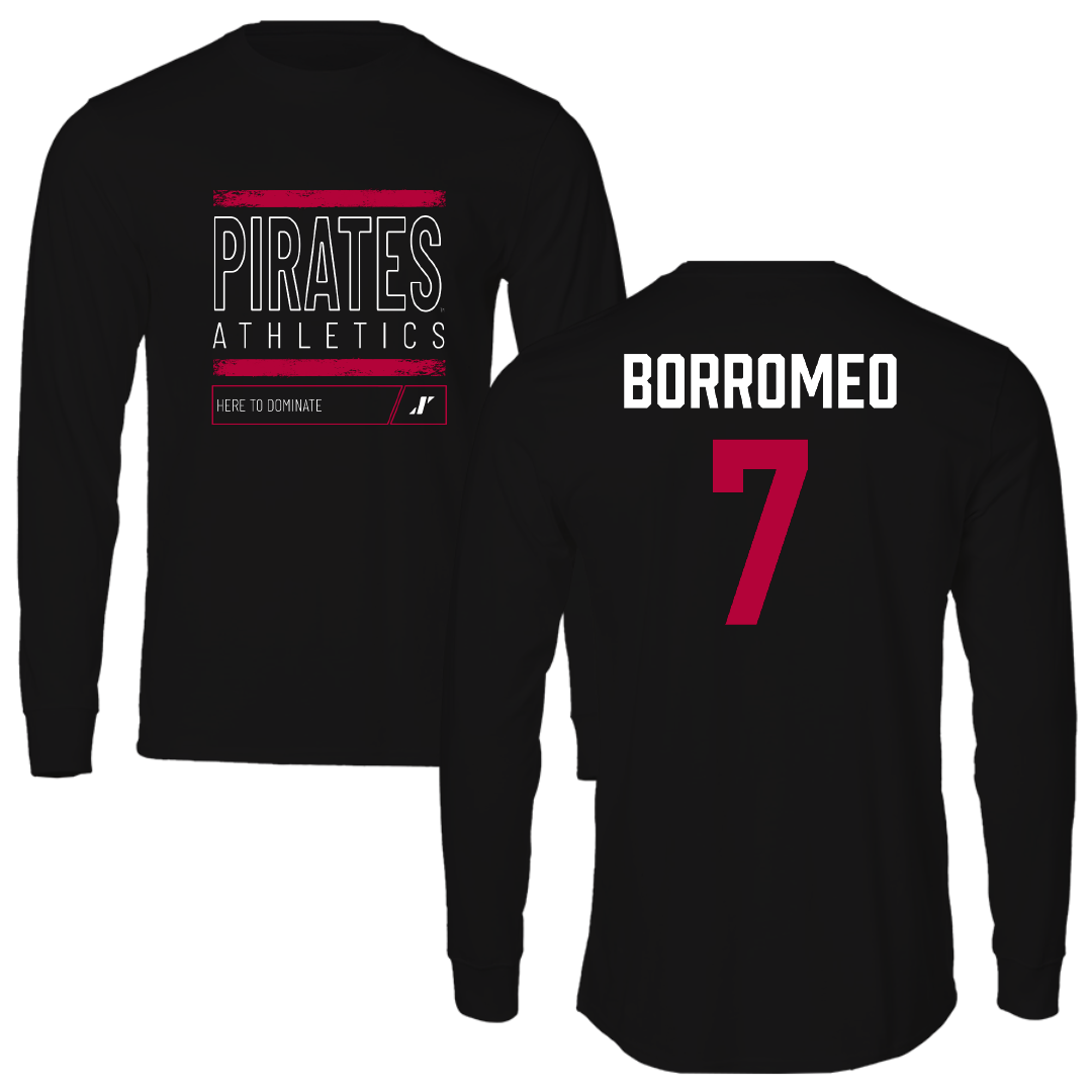 Whitworth University Soccer Black Dominate Performance Long Sleeve - #7 Ralph Borromeo
