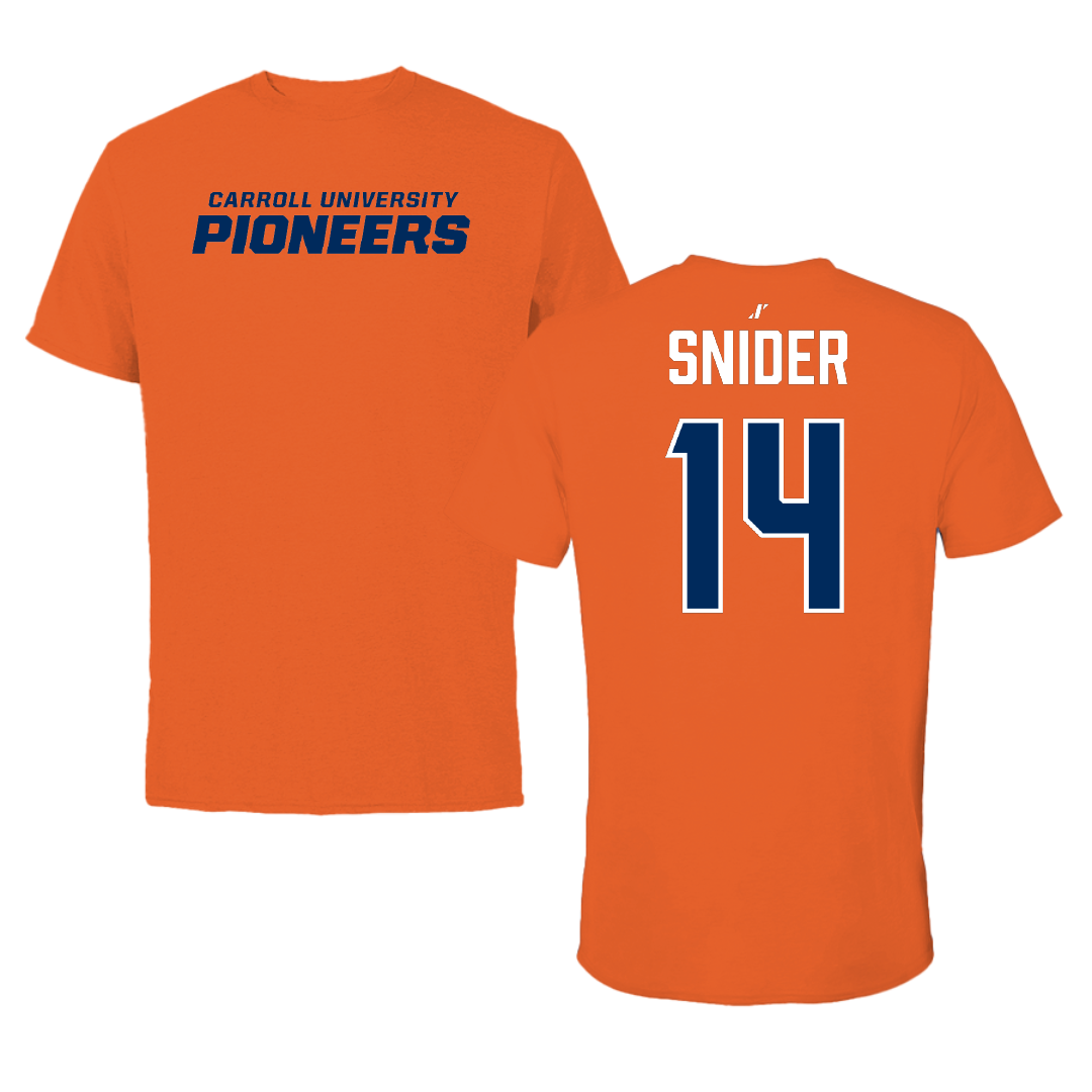 Carroll University Lacrosse (M) Orange Performance Tee - #14 Nolan Snider