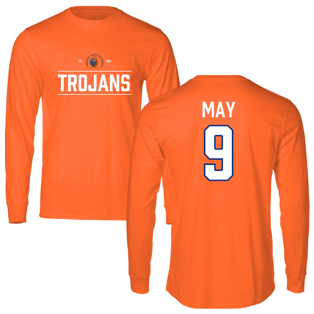 Virginia State University Baseball Orange General Performance Long Sleeve - #9 Matthew May
