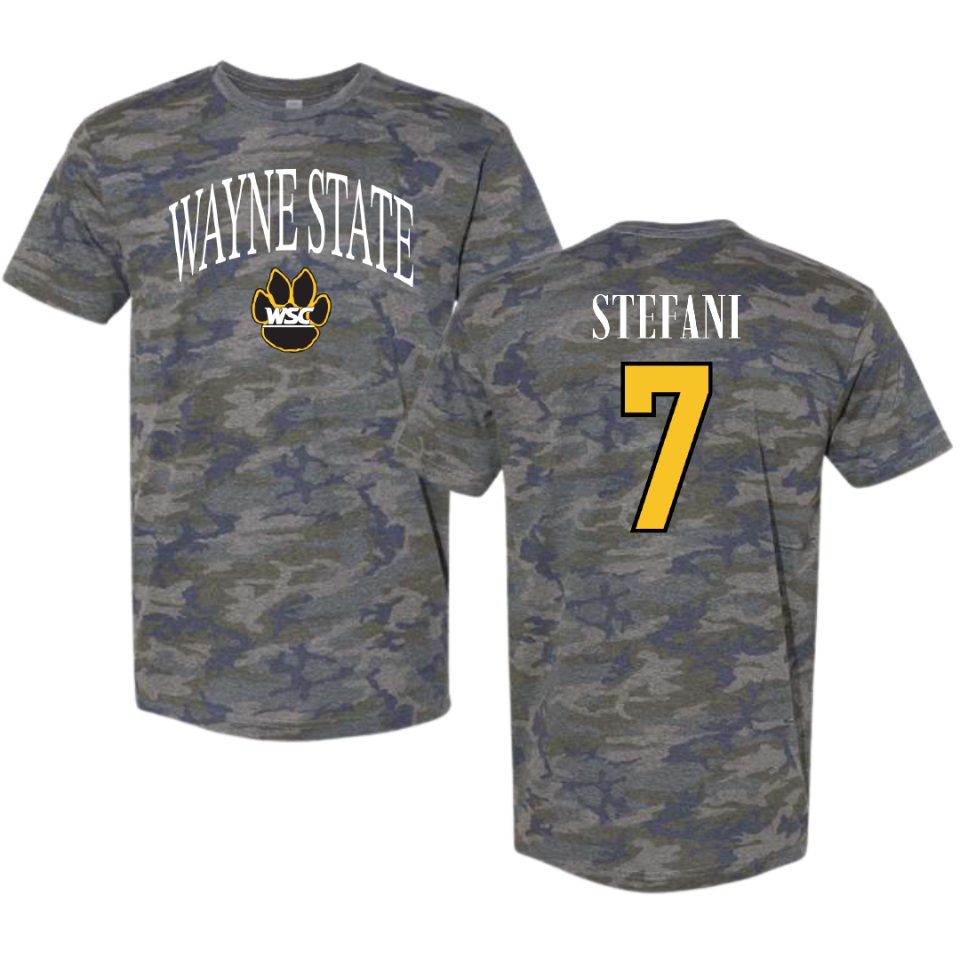 Wayne State College (Nebraska) Rugby Vintage Camo Tee - #7 Diego Stefani