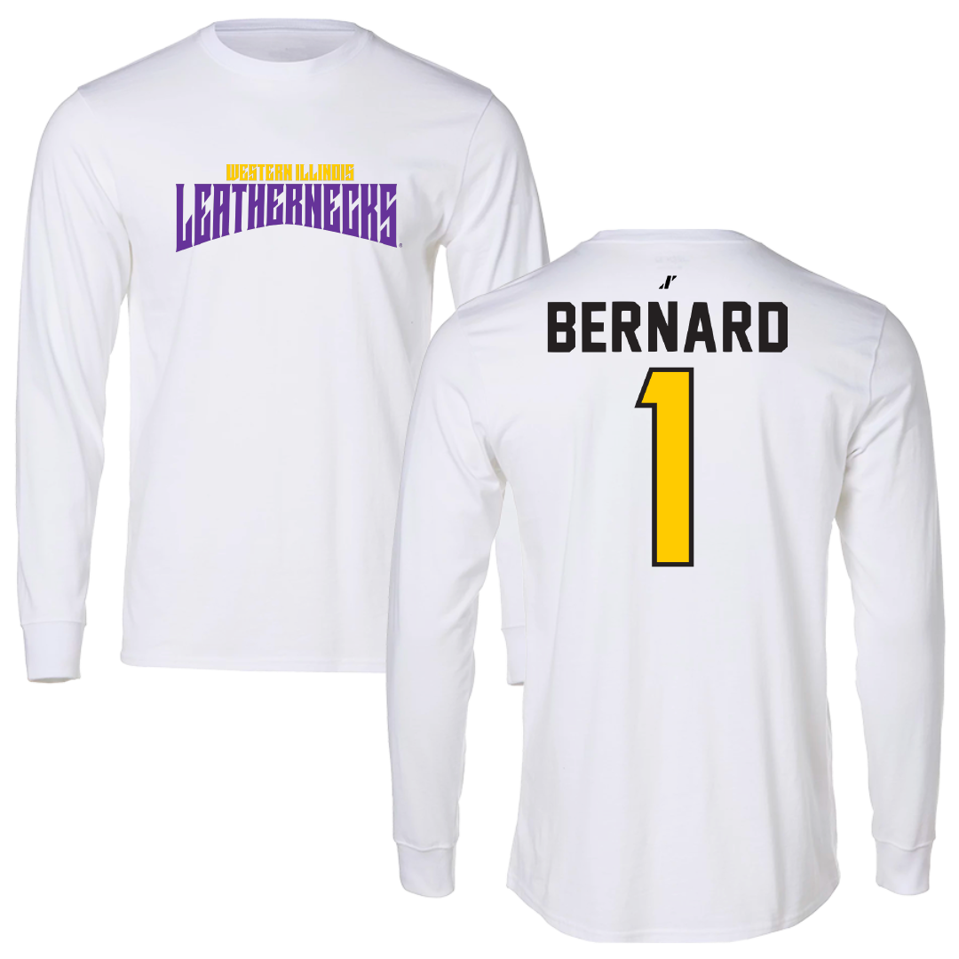 Western Illinois University Soccer White Classic Performance Long Sleeve - #1 Ariel Bernard