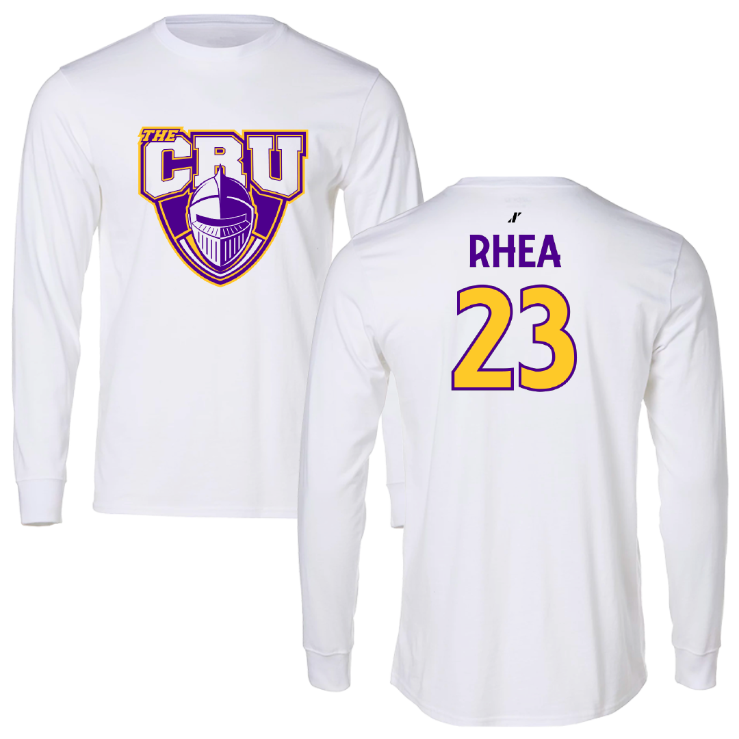 University of Mary Hardin-Baylor Baseball White Performance Long Sleeve - #23 Ryan Rhea