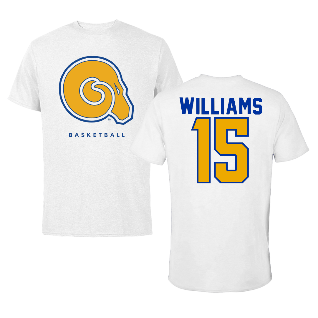 Albany State University Basketball White Performance Tee - #15 Jabari Williams