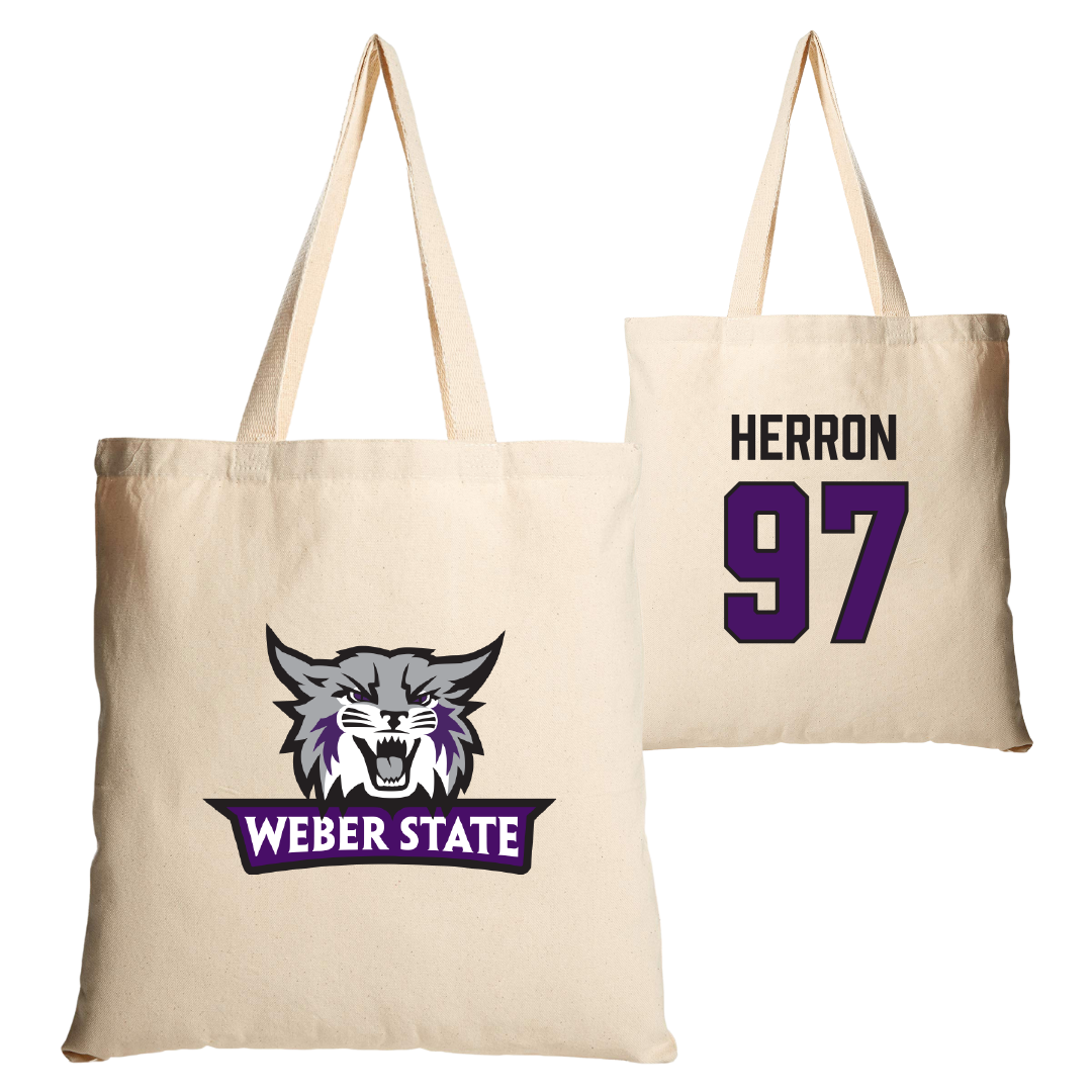 Weber State University Football Tan Canvas Tote Bag - #97 Matt Herron