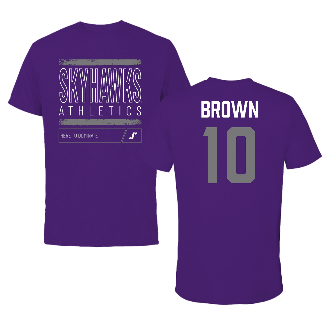 Stonehill College Football Purple Dominate Performance Tee - #10 Caleb Brown