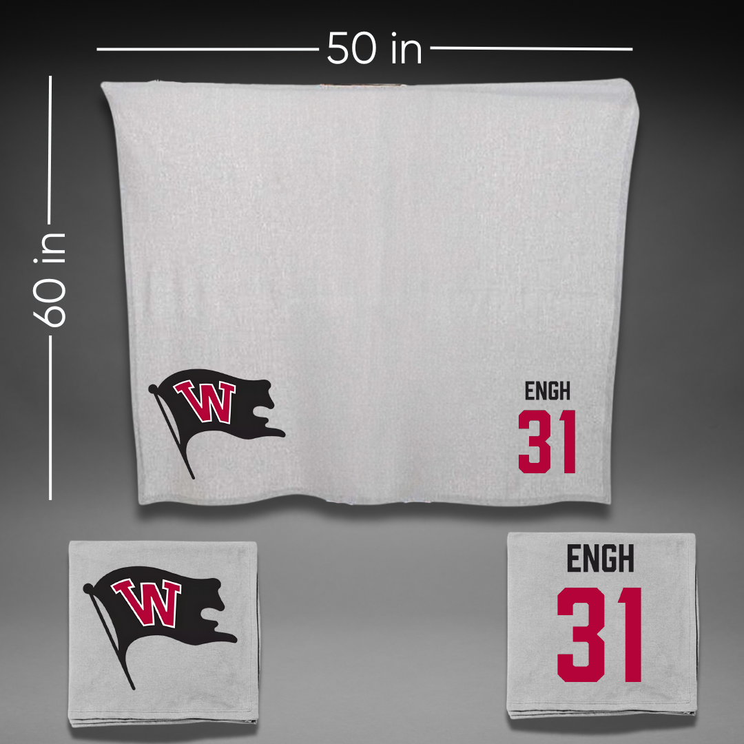 Whitworth University Baseball Gray Blanket - #31 Zach Engh