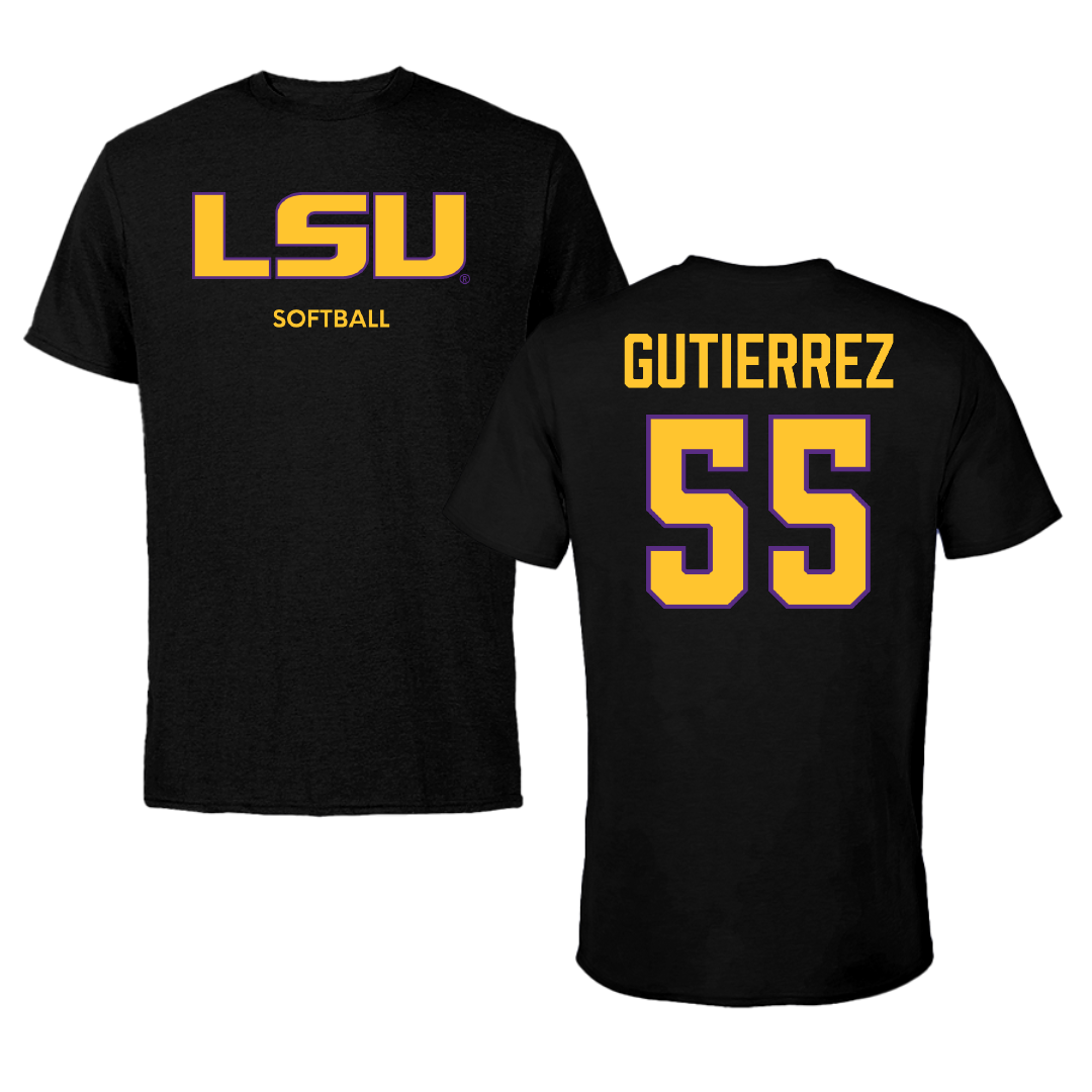 Louisiana State University Softball Black Tee - #55 Raeleen Gutierrez