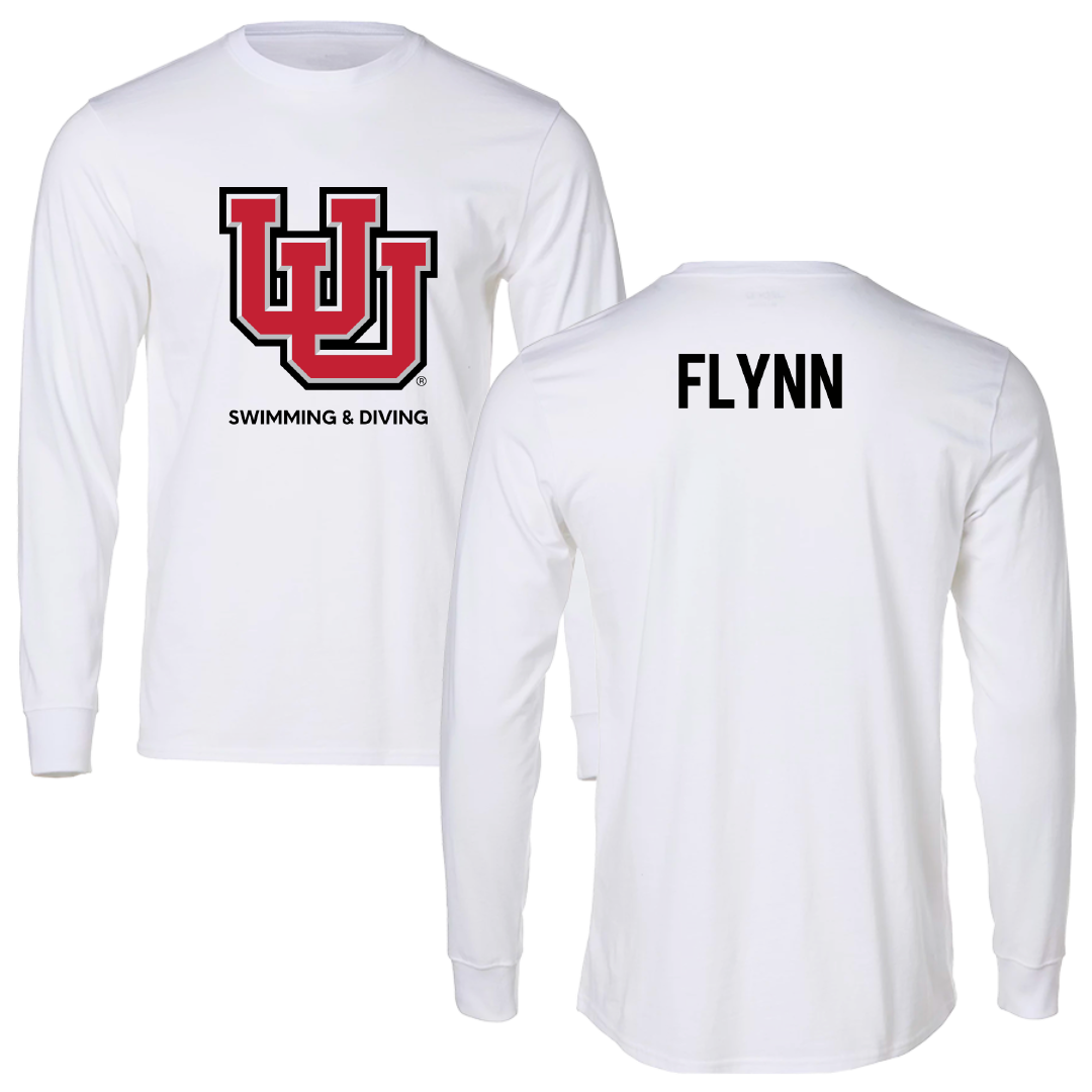 University of Utah Swimming & Diving White Block Performance Long Sleeve - Kelson Flynn