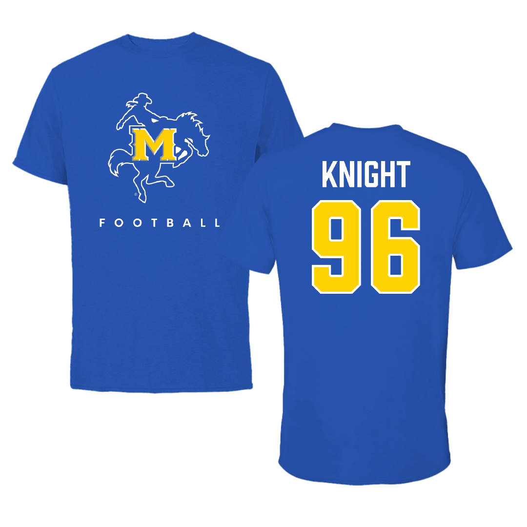McNeese State University Football Blue Performance Tee - #96 Connor Knight