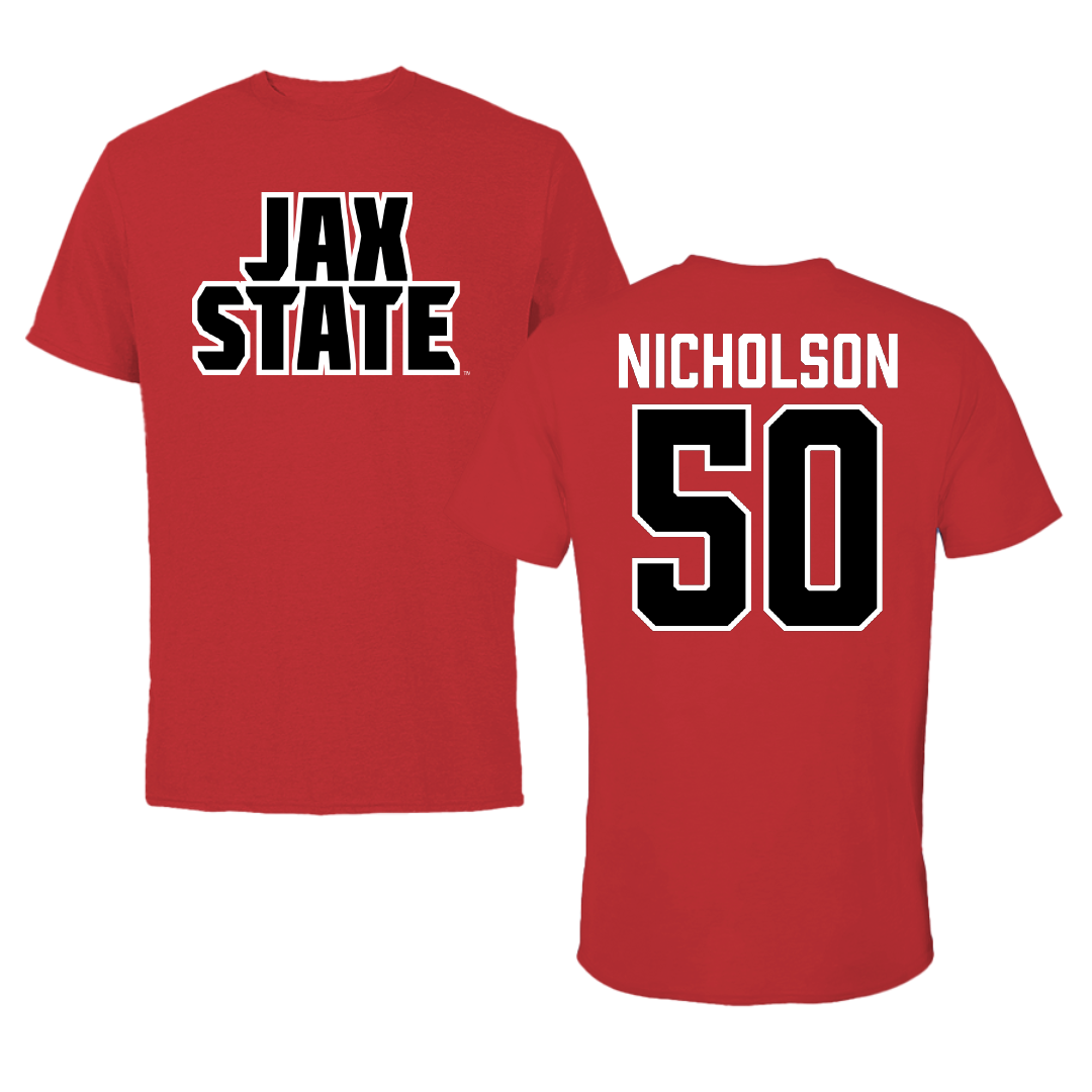Jacksonville State University Basketball Red Tee - #50 Mason Nicholson