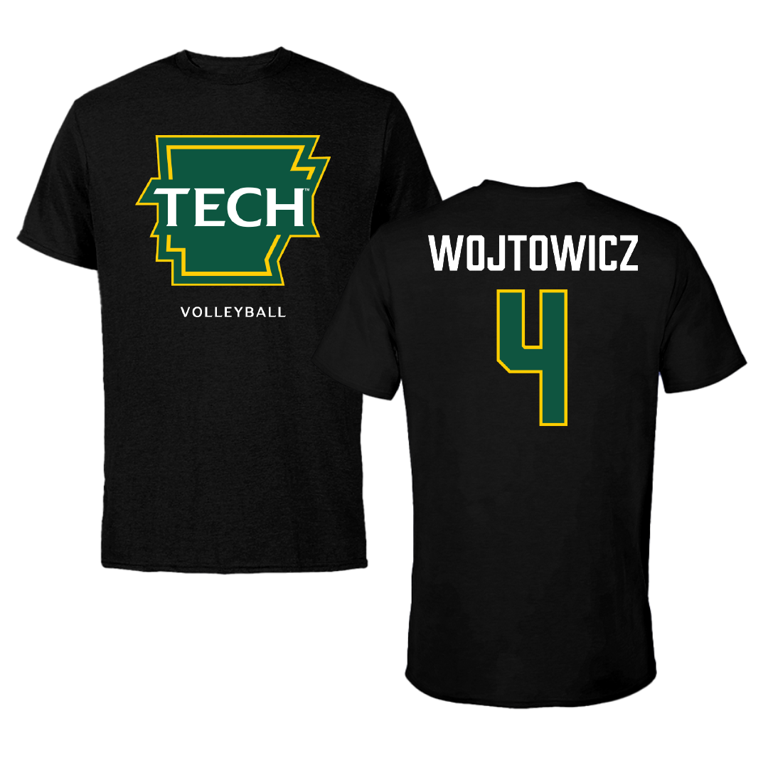 Arkansas Tech University Volleyball Black Performance Tee - #4 Samantha Wojtowicz