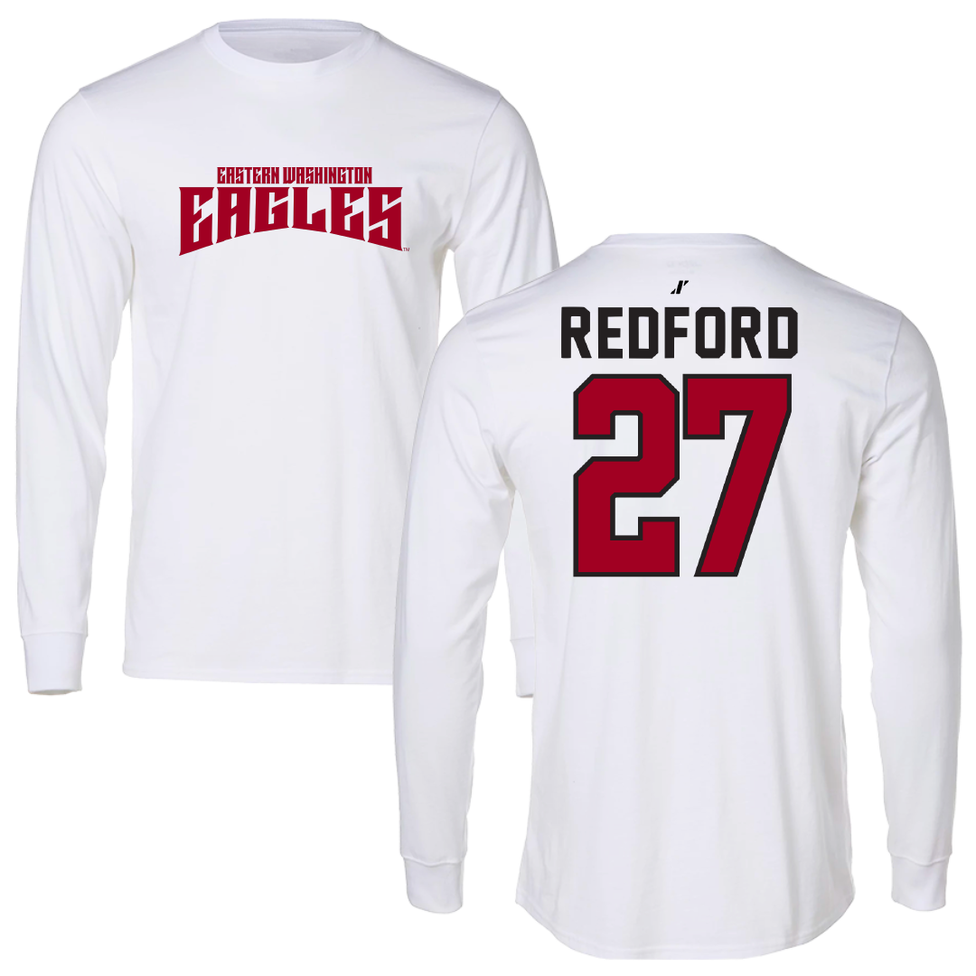 Eastern Washington University Football White Classic Performance Long Sleeve - #27 Isaac Redford