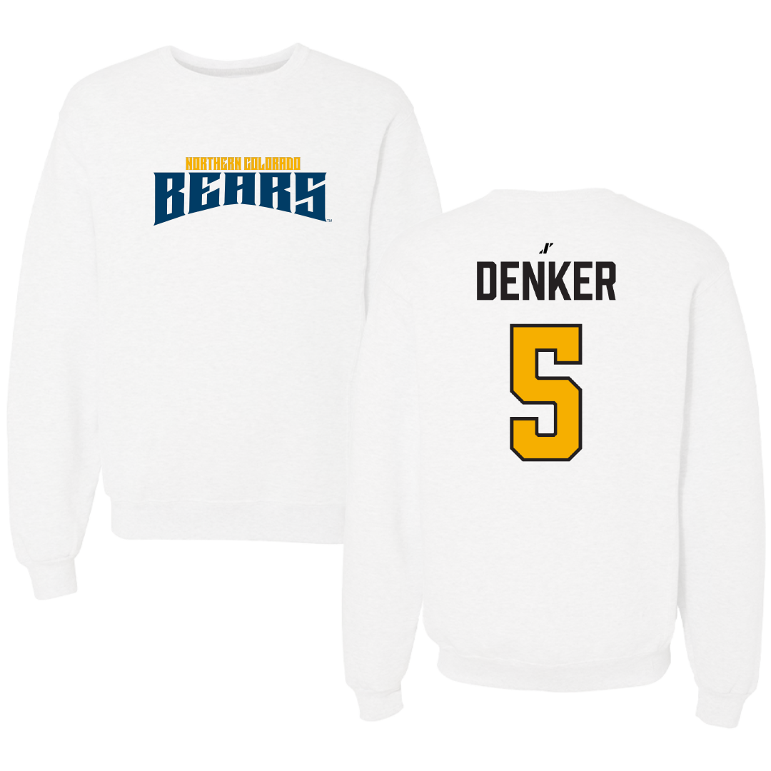 University of Northern Colorado Basketball White Classic Crewneck - #5 Quinn Denker
