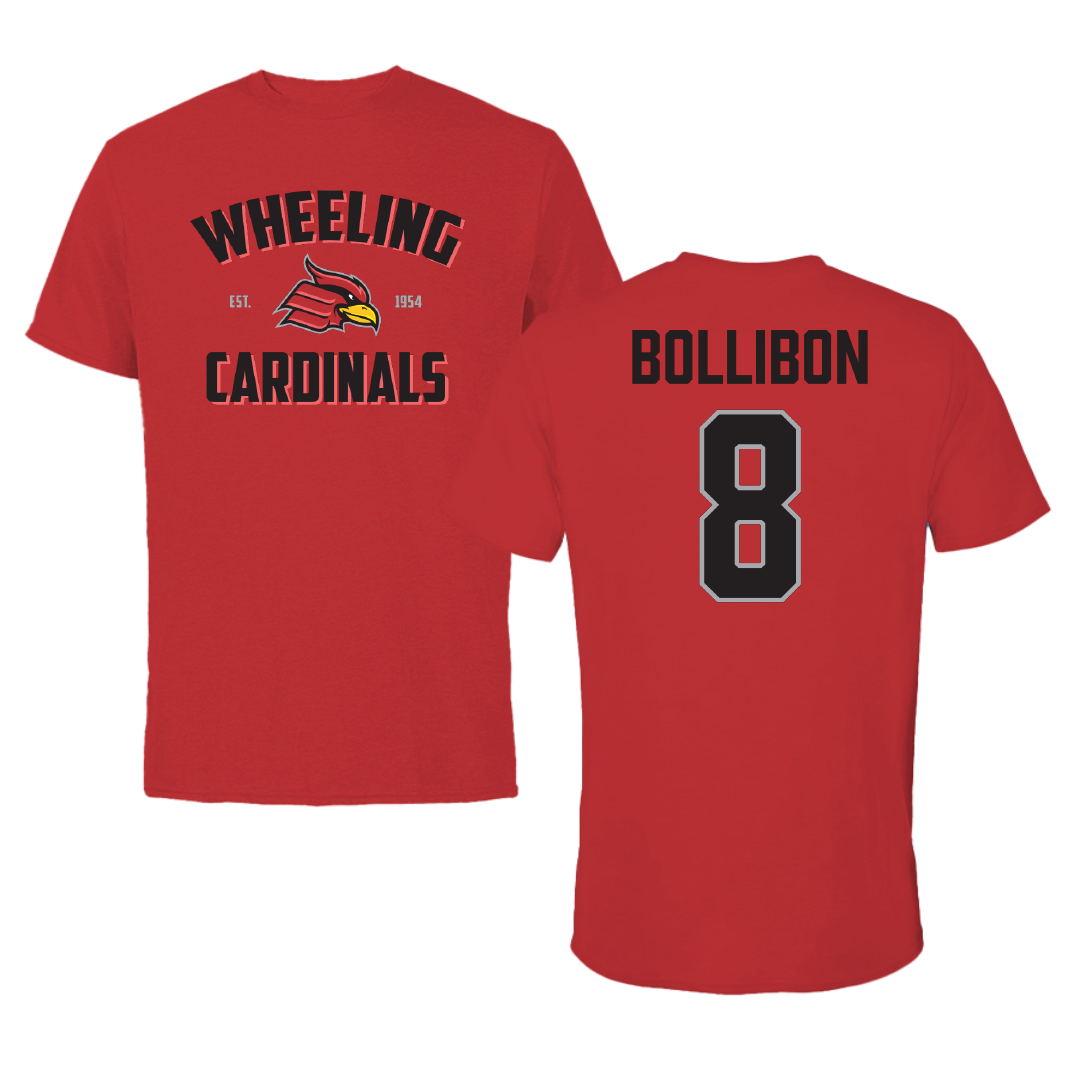 Wheeling University Baseball Red General Tee - #8 Tripp Bollibon