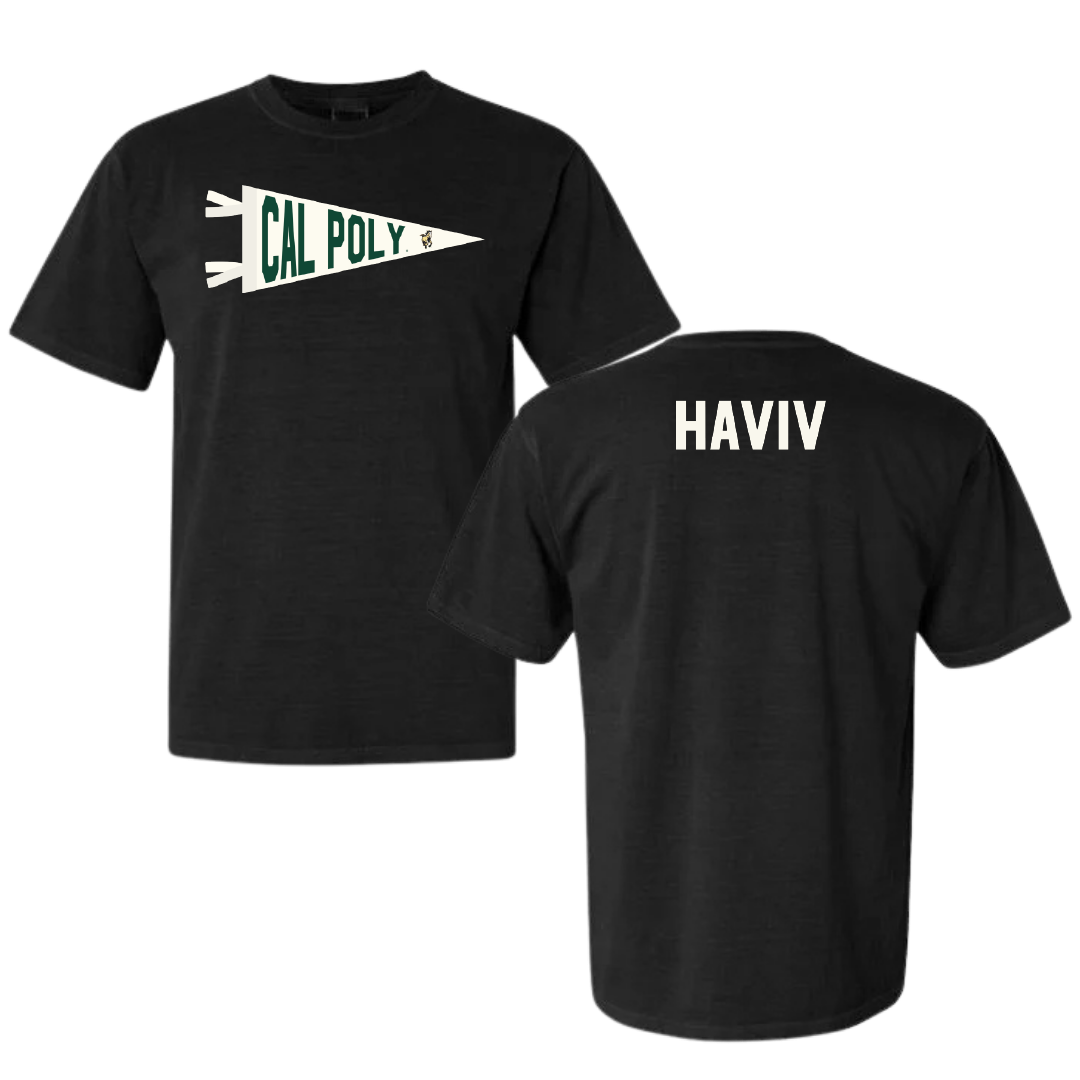 Cal Poly Tennis Black Pennant Comfort Colors Tee - Raz Haviv