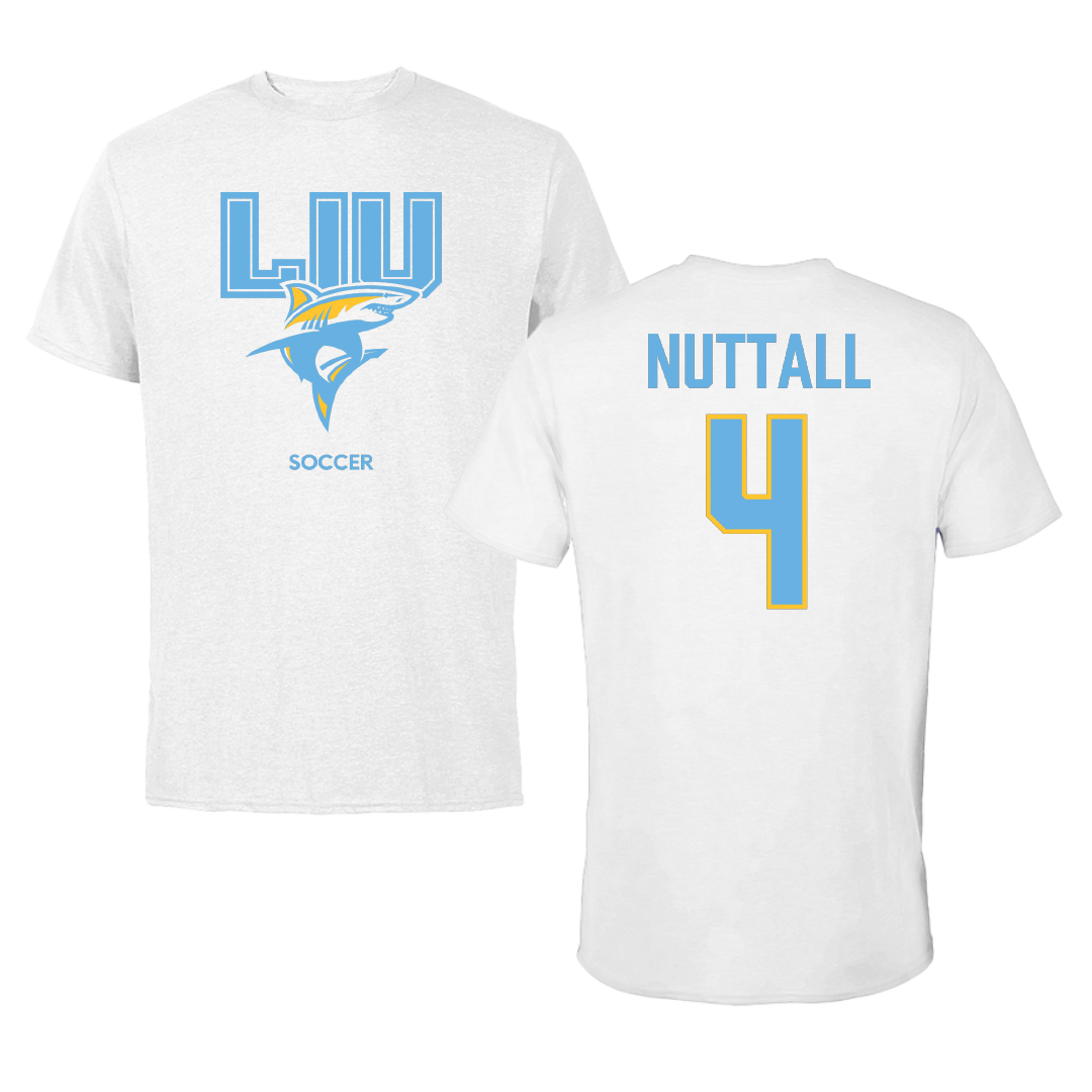 Long Island University Soccer (W) White Tee - #4 Caroline Nuttall
