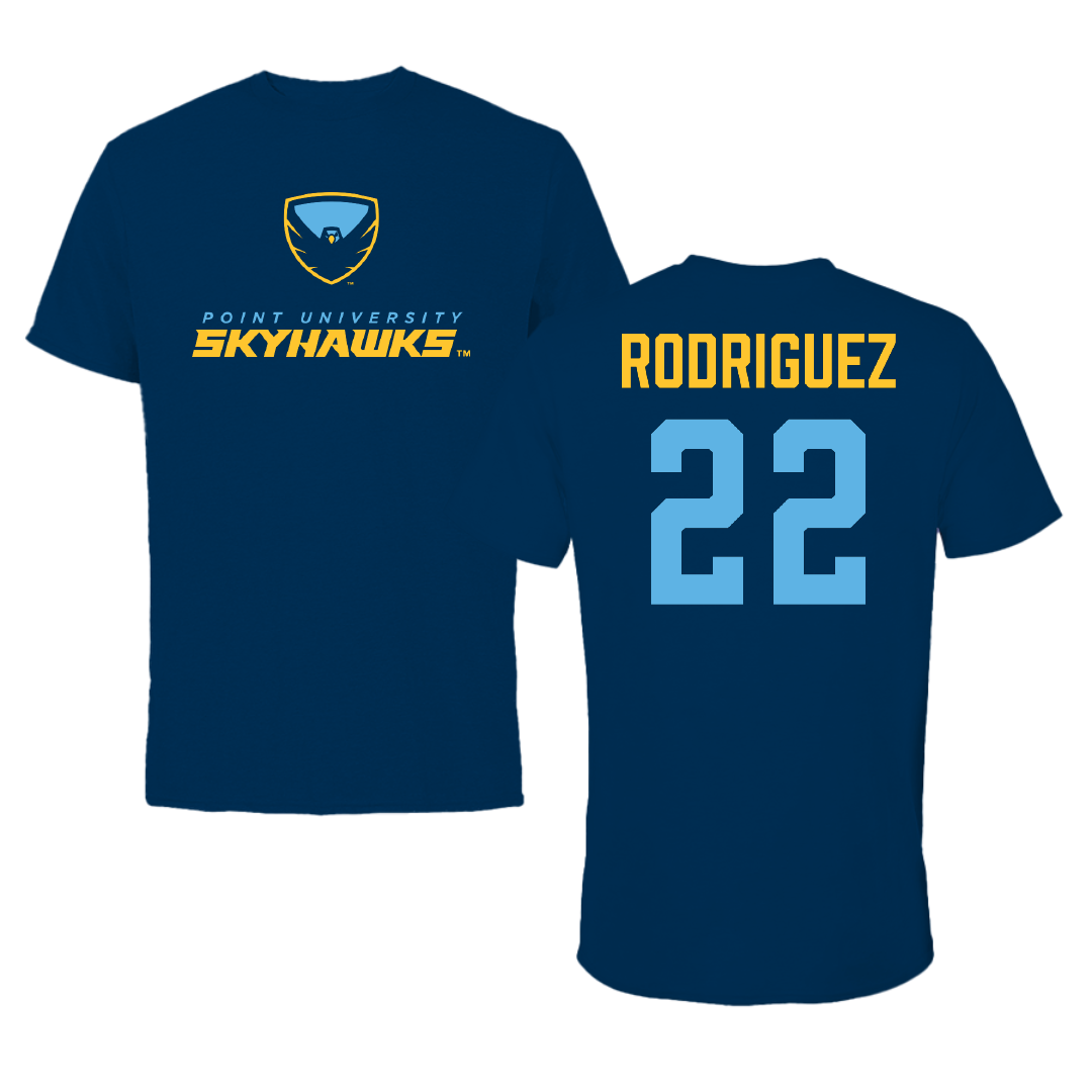 Point University Soccer (M) Navy Performance Tee - #22 Andrea Rodriguez