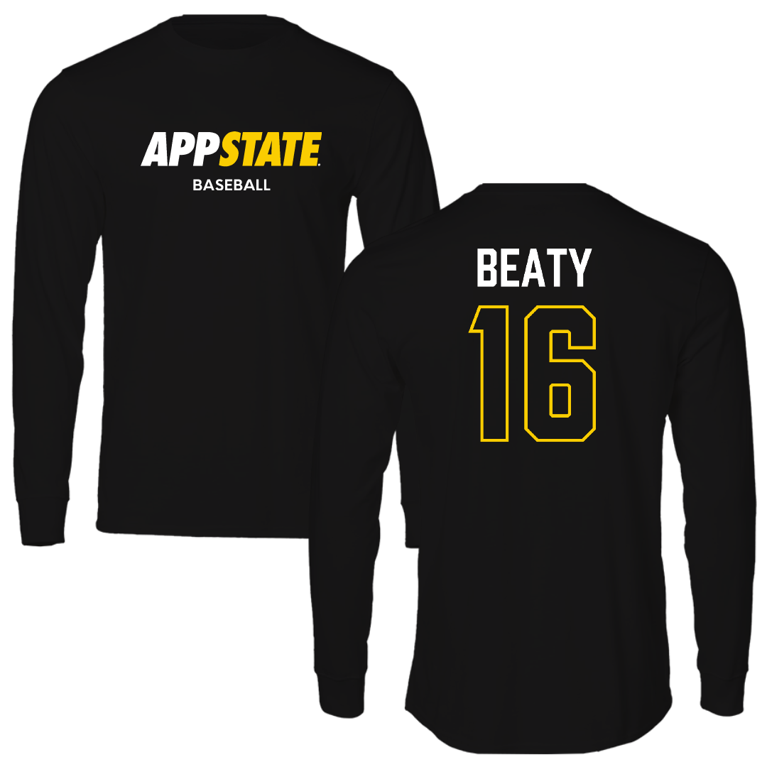 Appalachian State University Baseball Black Block Performance Long Sleeve - #16 Jake Beaty