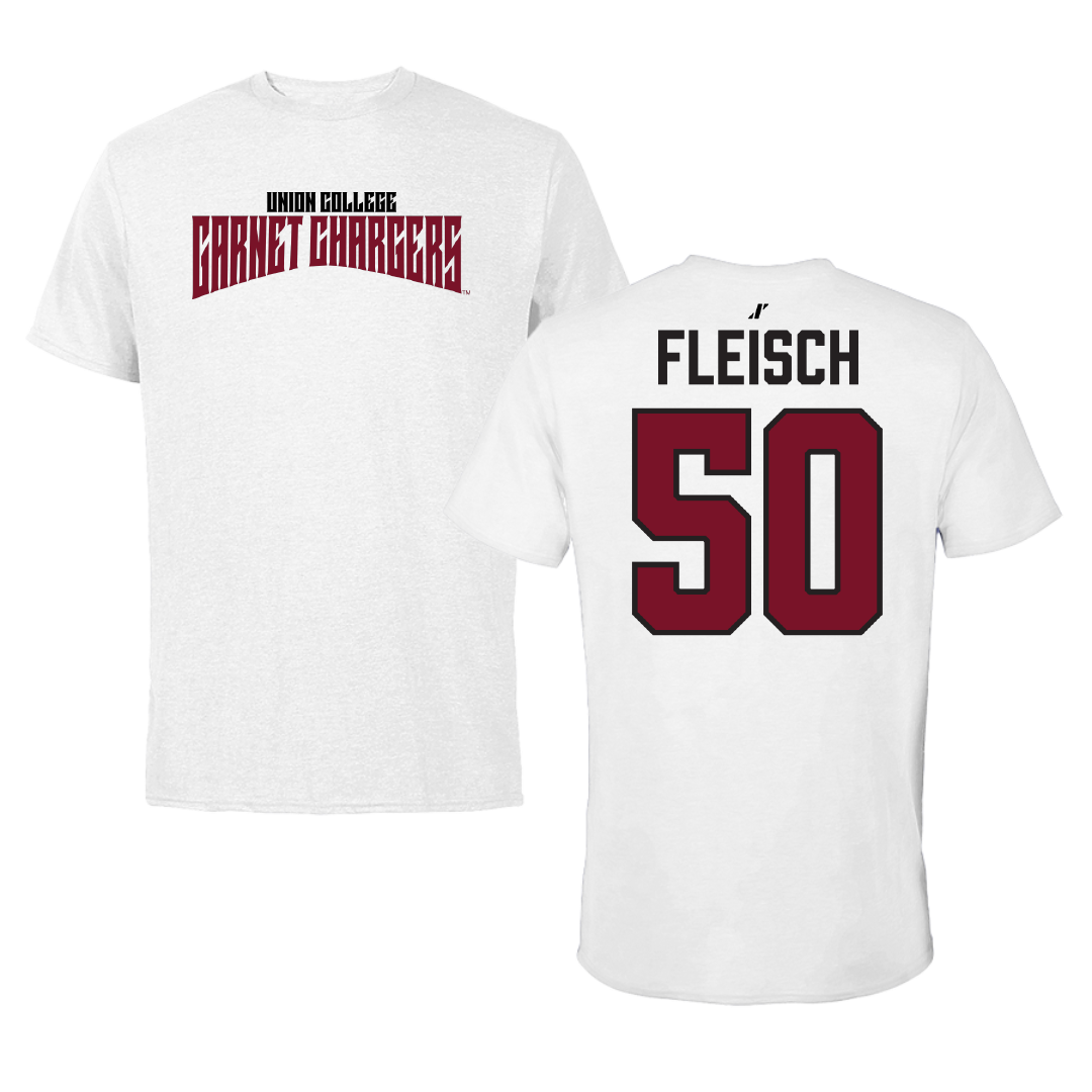 Union College Lacrosse White Classic Performance Tee - #50 Max Fleisch