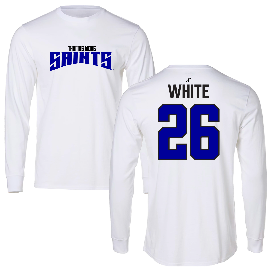 Thomas More University Lacrosse White Classic Performance Long Sleeve - #26 Whitney White