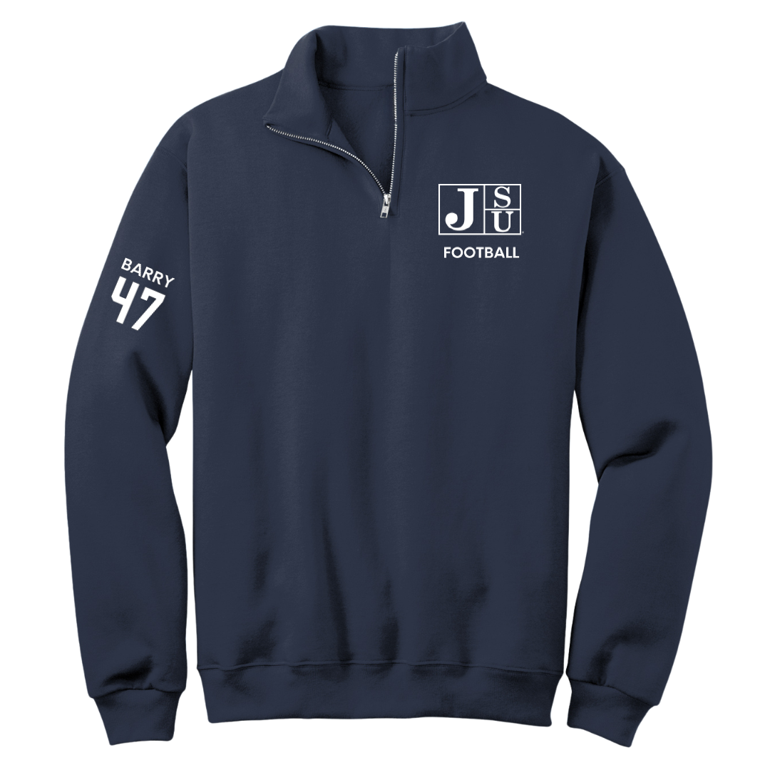 Jackson State University Football Navy Quarter-Zip - #47 Jackson Barry