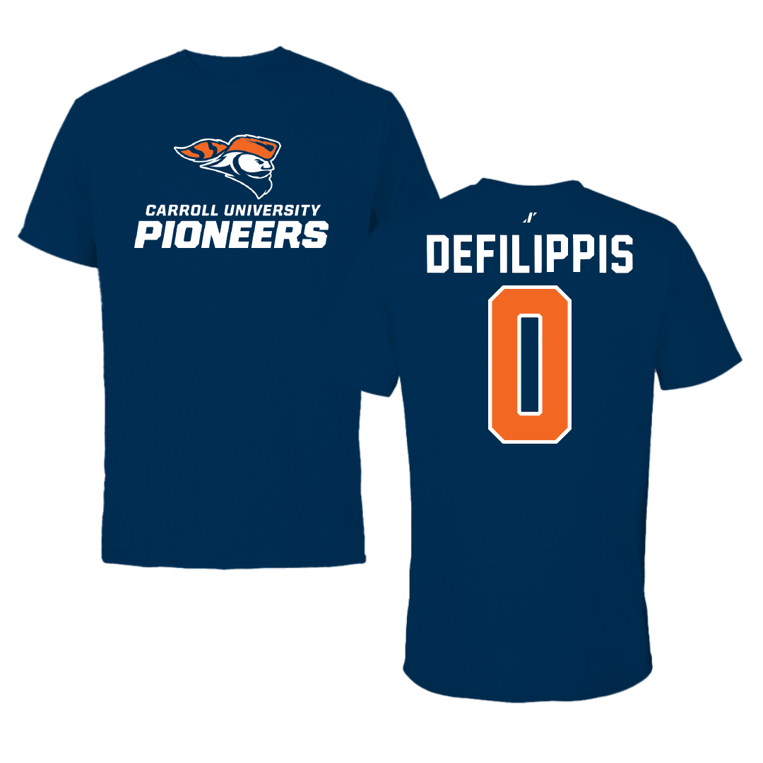 Carroll University Lacrosse Navy Tee - #0 Anthony Defilippis