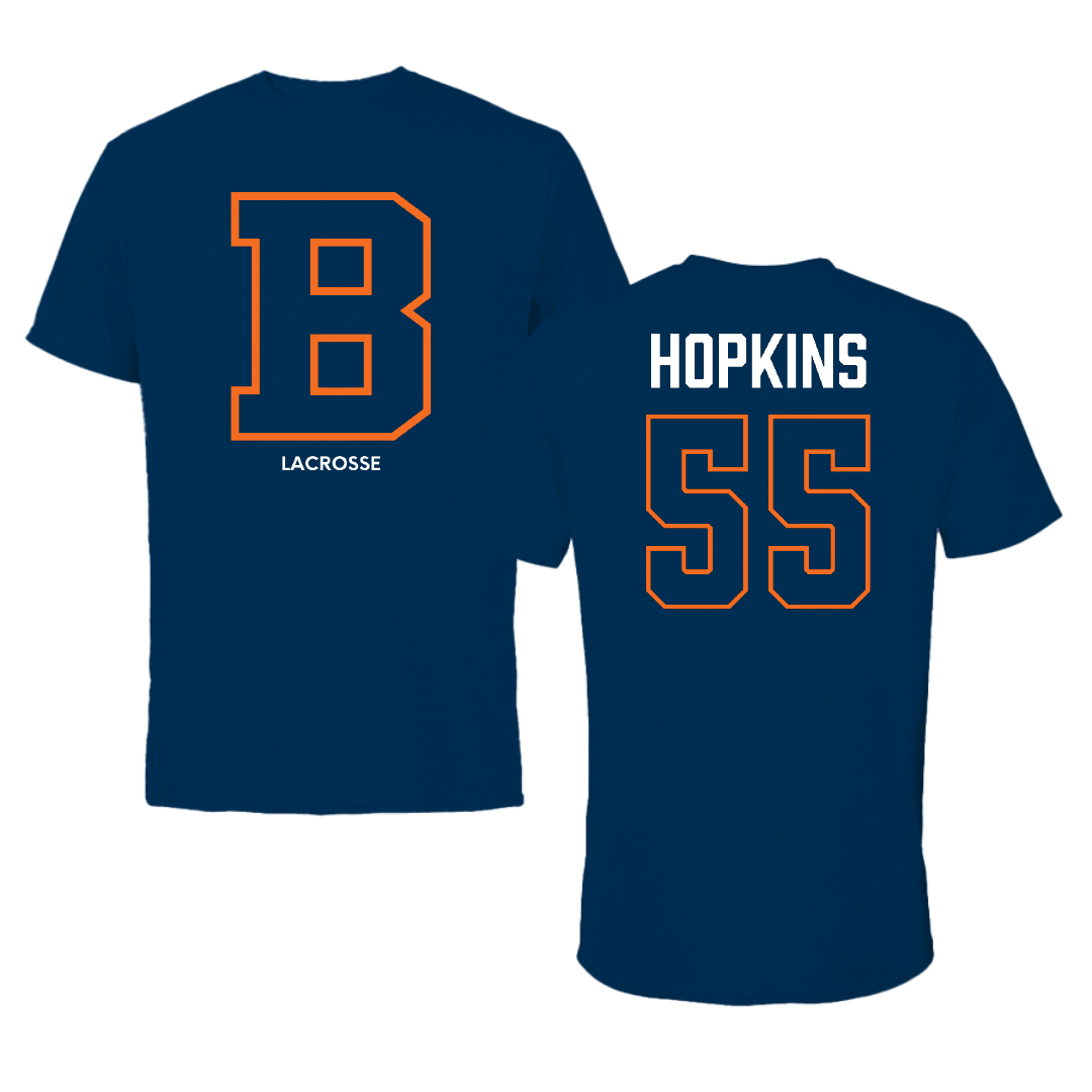 Bucknell University Lacrosse (M) Navy Performance Tee - #55 Will Hopkins