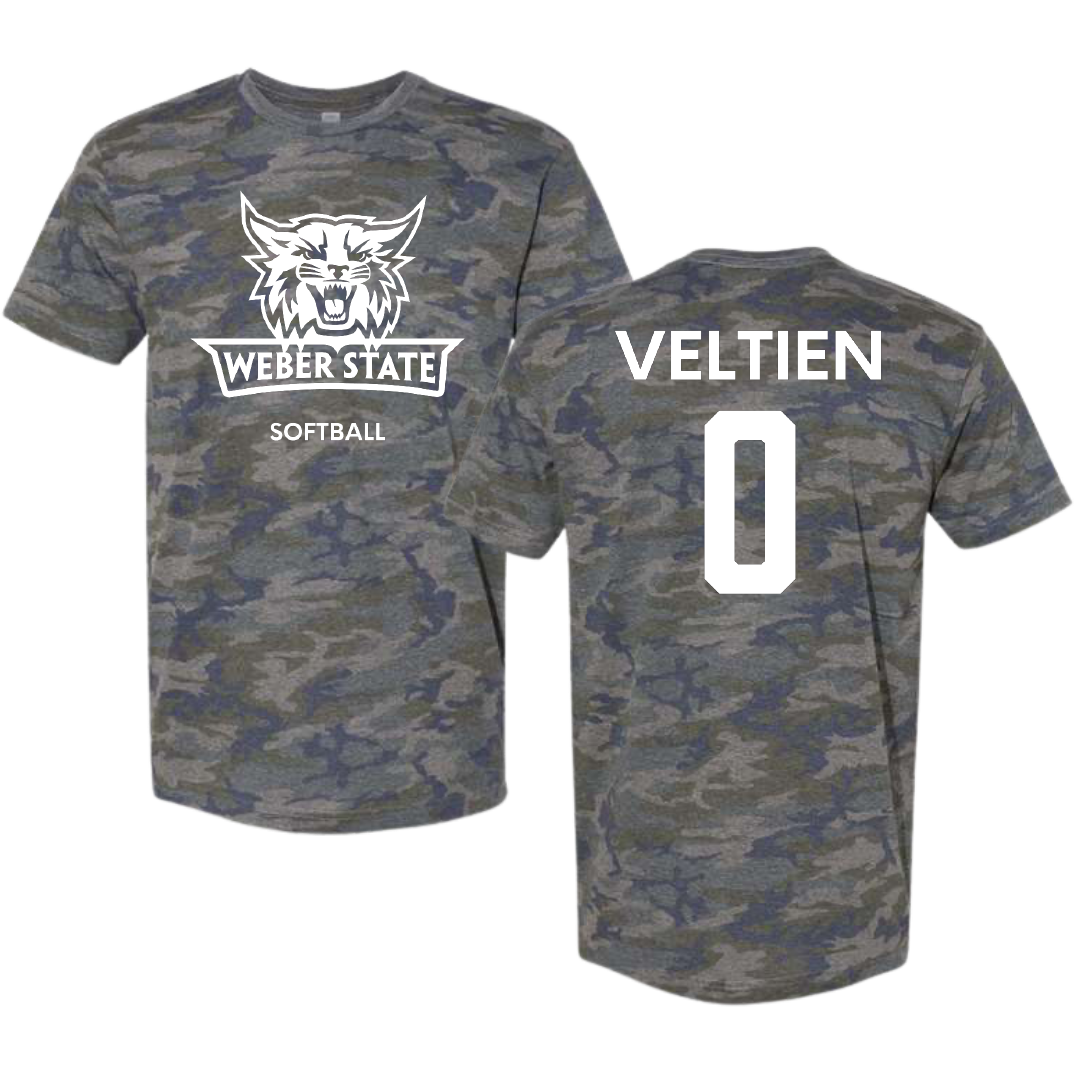 Weber State University Softball Vintage Camo Tee - #0 Joslynn Veltien