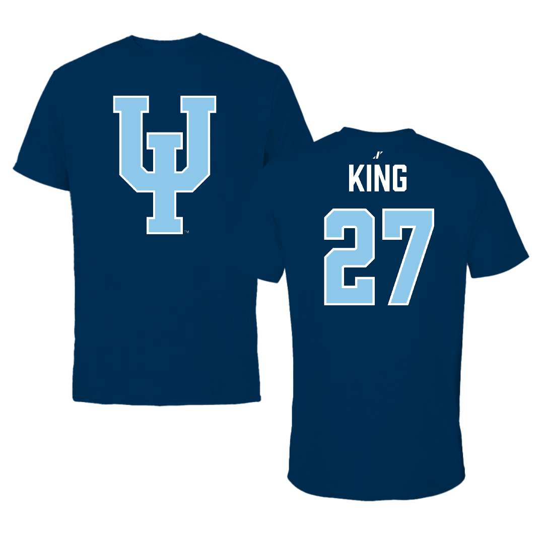 Upper Iowa University Football Navy Performance Tee - #27 Anthony King